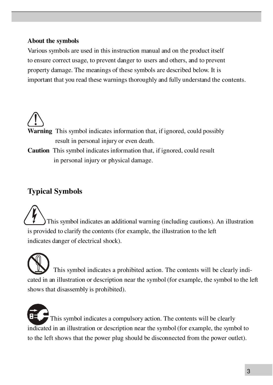 BOXLIGHT MP60e, MP63e manual Typical Symbols, About the symbols 