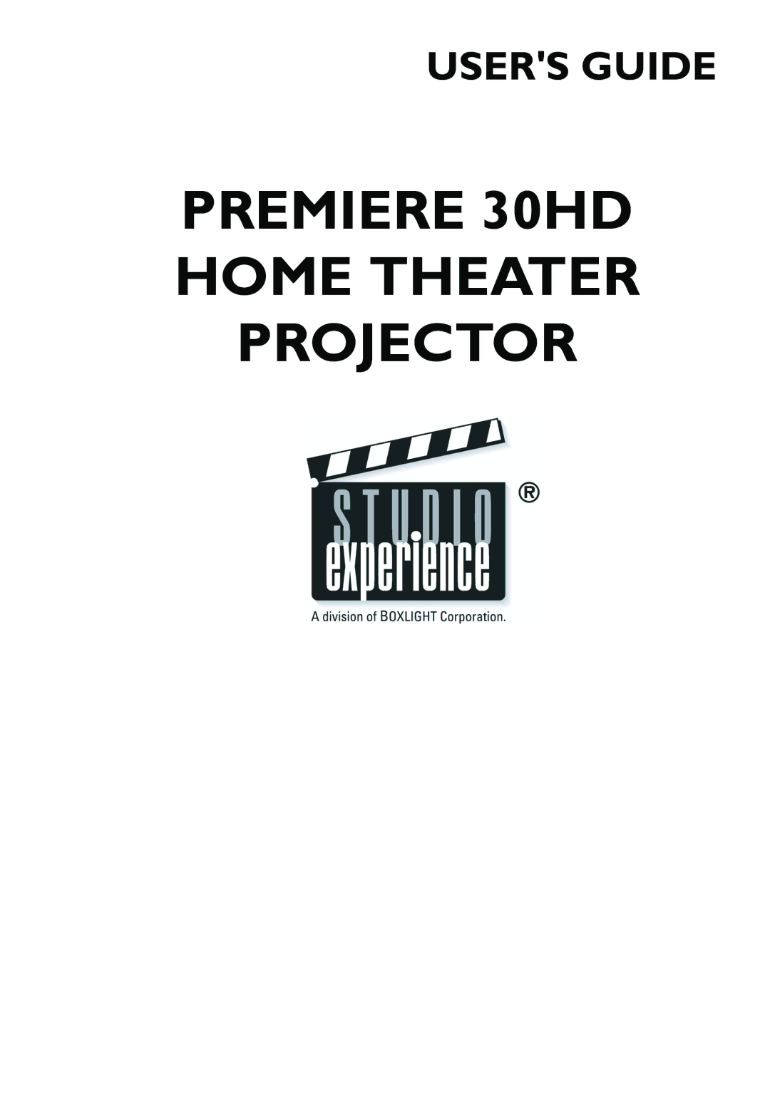 BOXLIGHT PREMIERE 30HD manual Premiere 30HD Home Theater Projector 