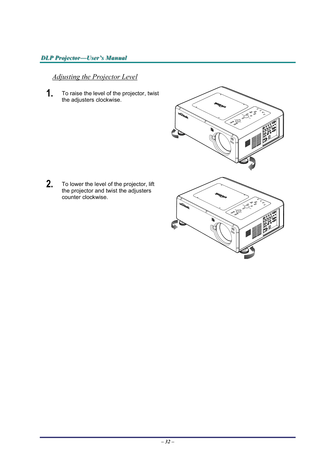 BOXLIGHT Pro6500DP manual Adjusting the Projector Level 