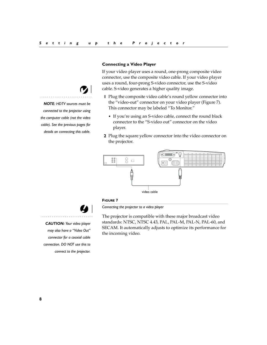 BOXLIGHT XD-10m manual Connecting a Video Player 