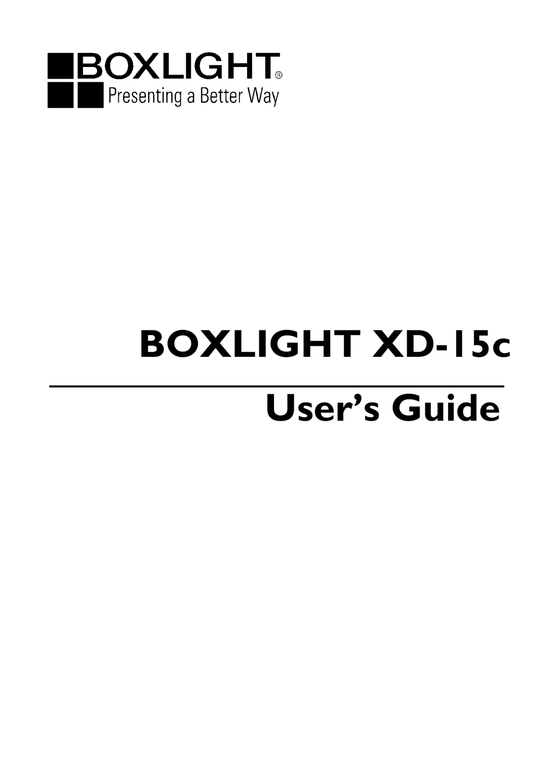 BOXLIGHT manual Boxlight XD-15c User’s Guide 