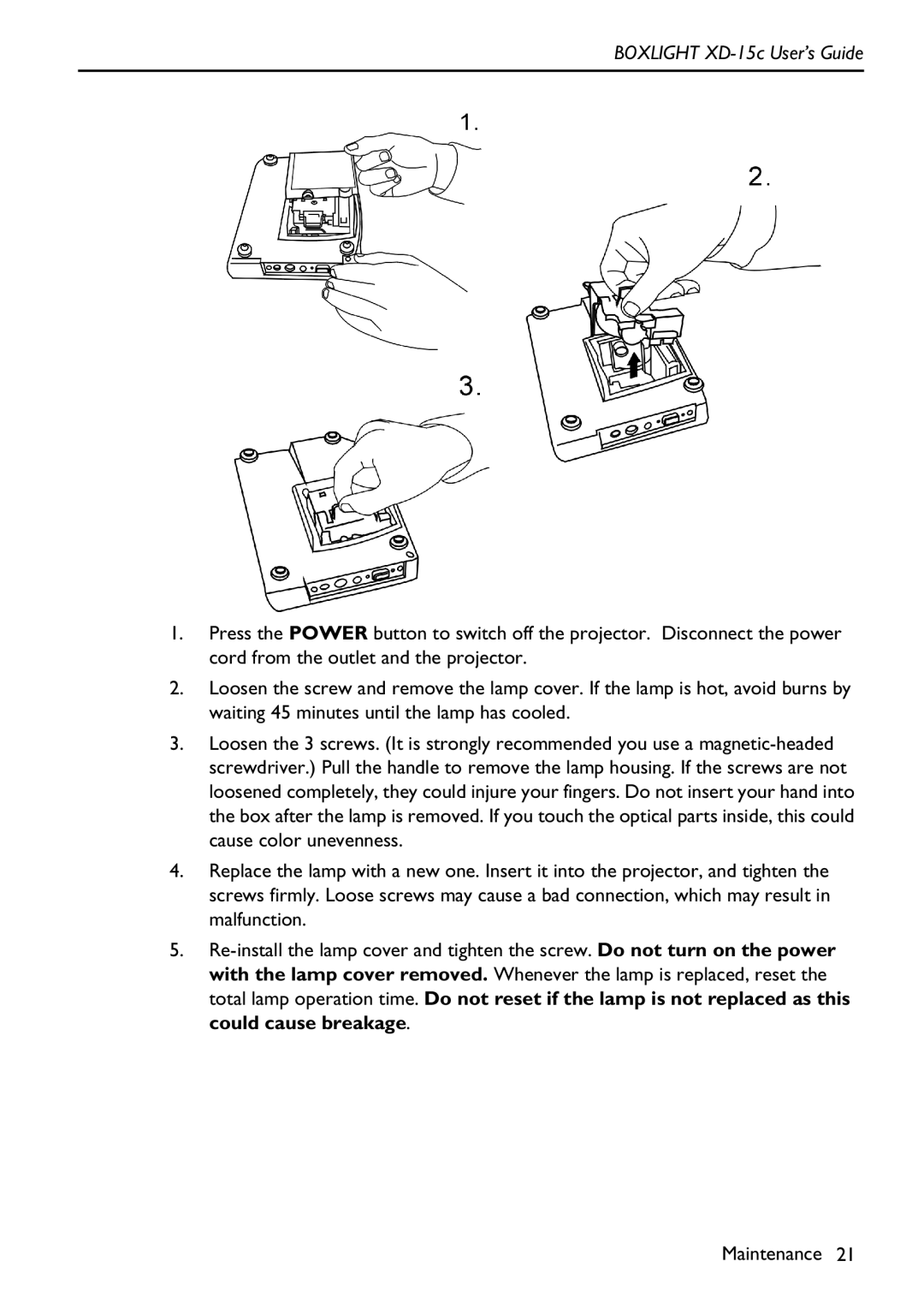 BOXLIGHT manual Boxlight XD-15c User’s Guide 