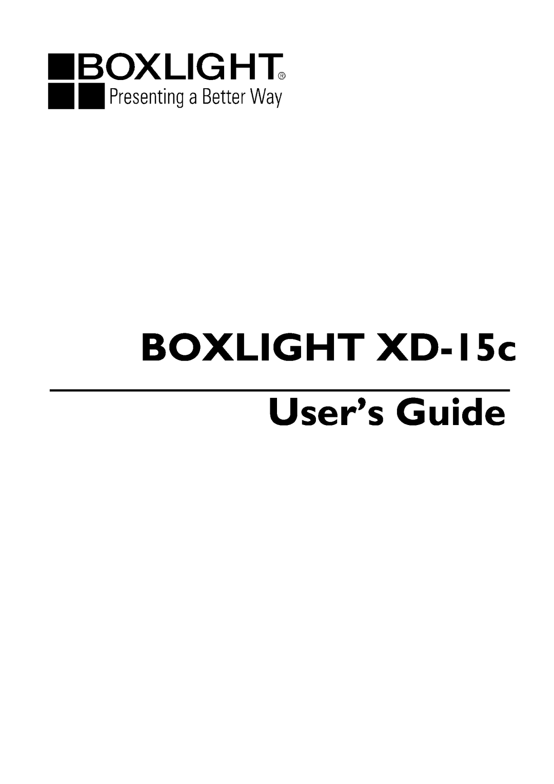 BOXLIGHT manual BOXLIGHT XD-15c User’s Guide 