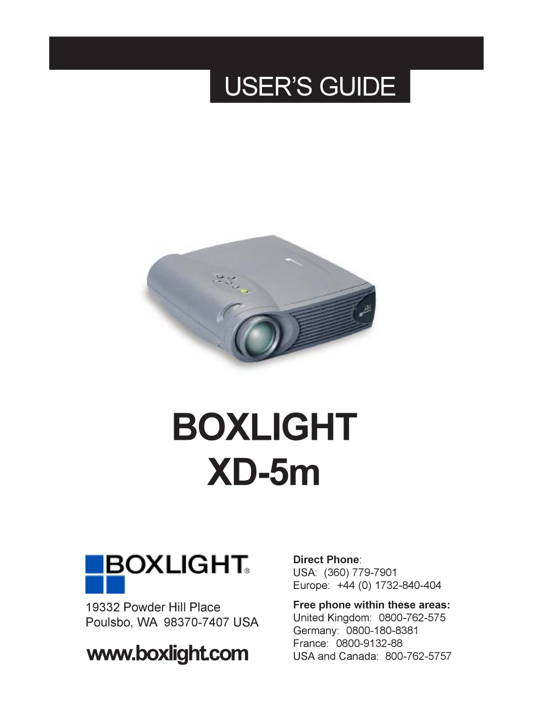 BOXLIGHT XD-5m manual Boxlight 