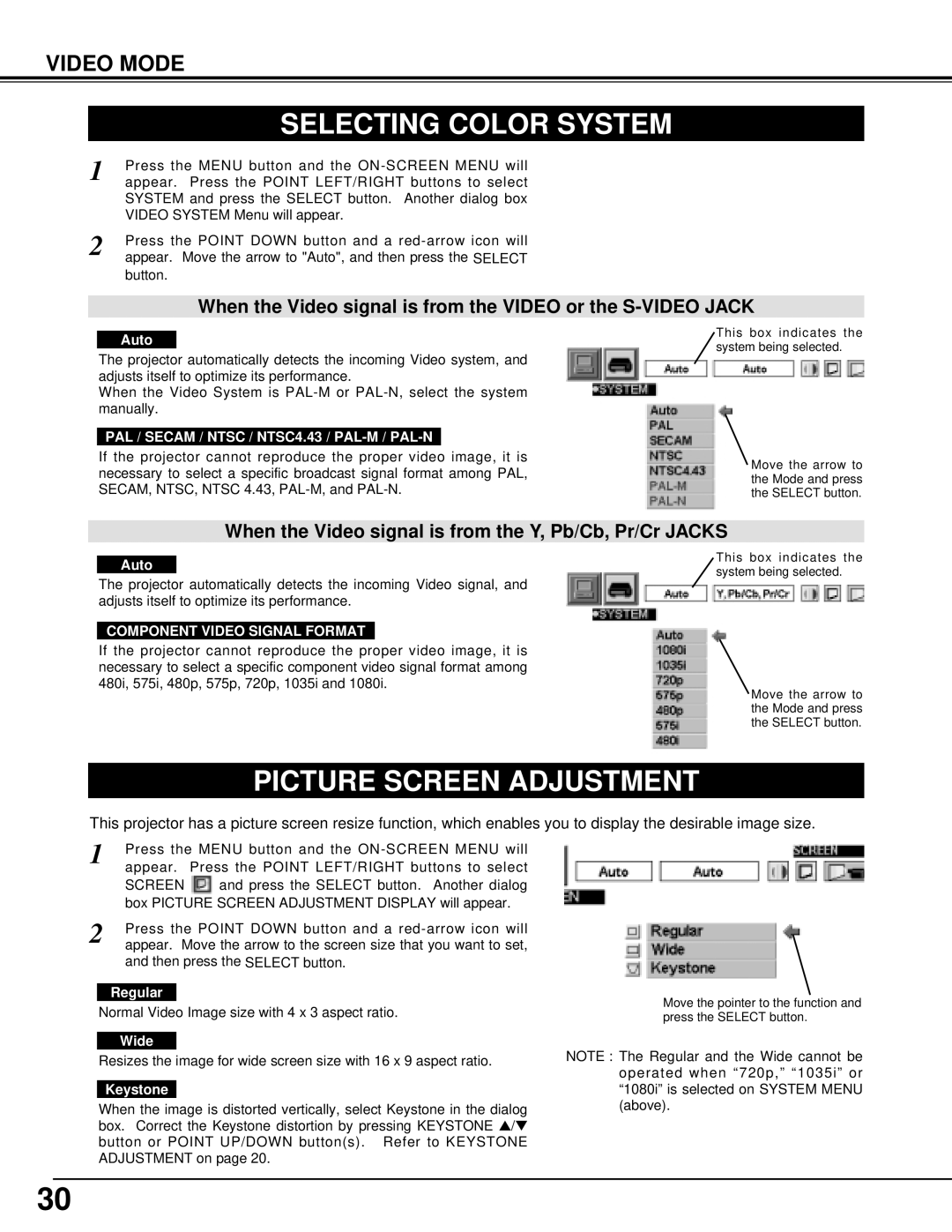 BOXLIGHT XP-5t manual Selecting Color System, Regular, Wide 