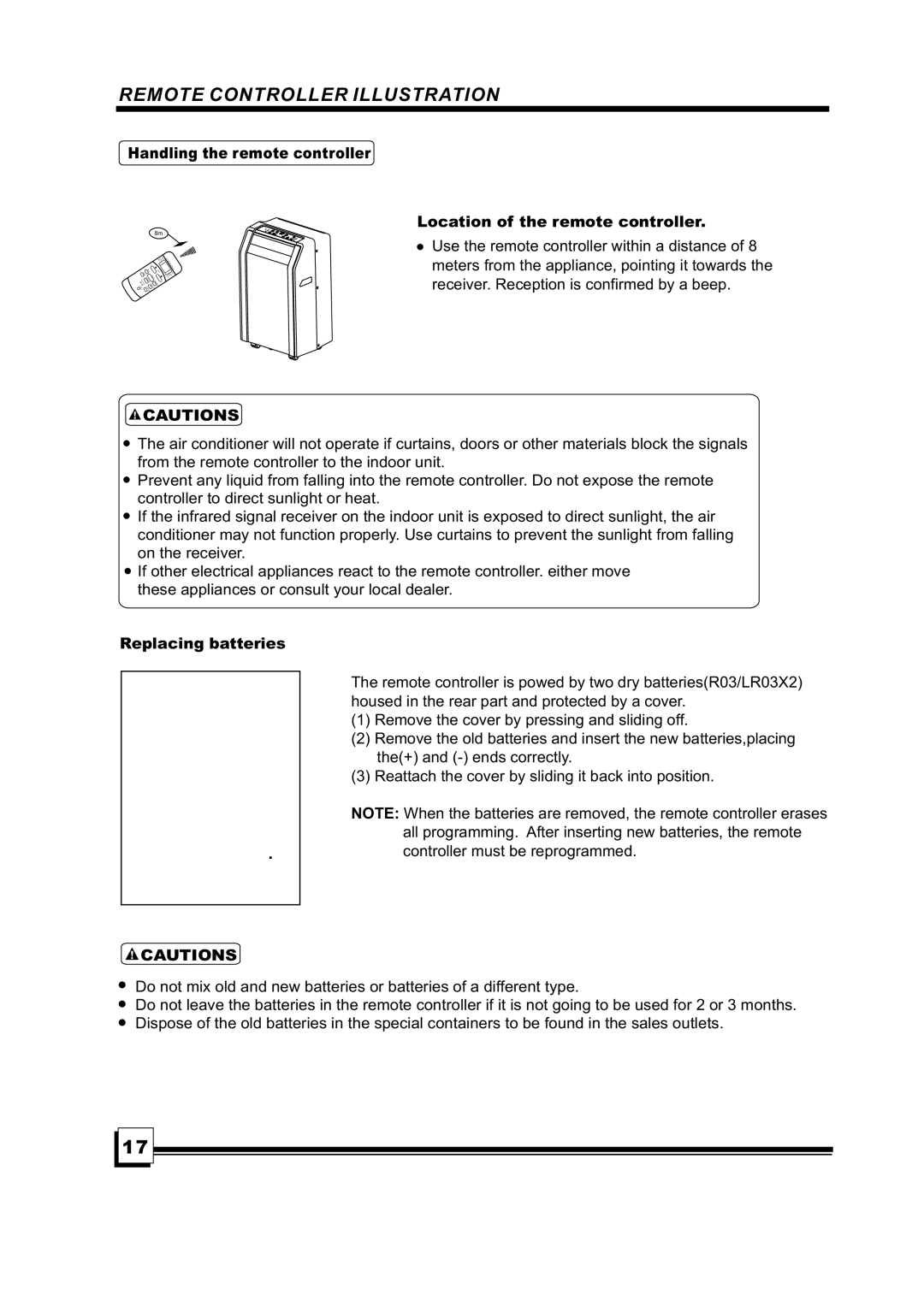 Brada Appliances MPN1-10CR manual Remotecontrollerillustration, Handlingtheremotecontroller, Locationof theremotecontroller 