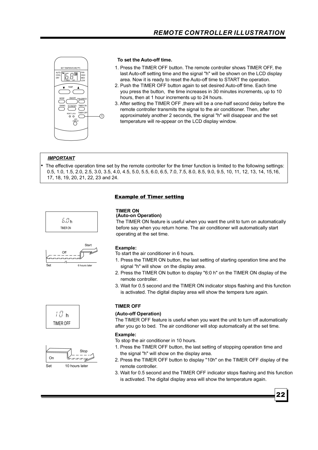 Brada Appliances MPN1-08CR manual Tosetthe Auto-offtime, Exampleof Timersetting Timeron Auto-onOperation, Auto-offOperation 