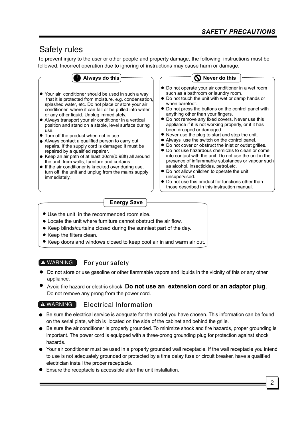 Brada Appliances MPN1-08CR, MPN1-10CR manual Safety Precautions, Alwaysdothis Neverdothis, Appliance 