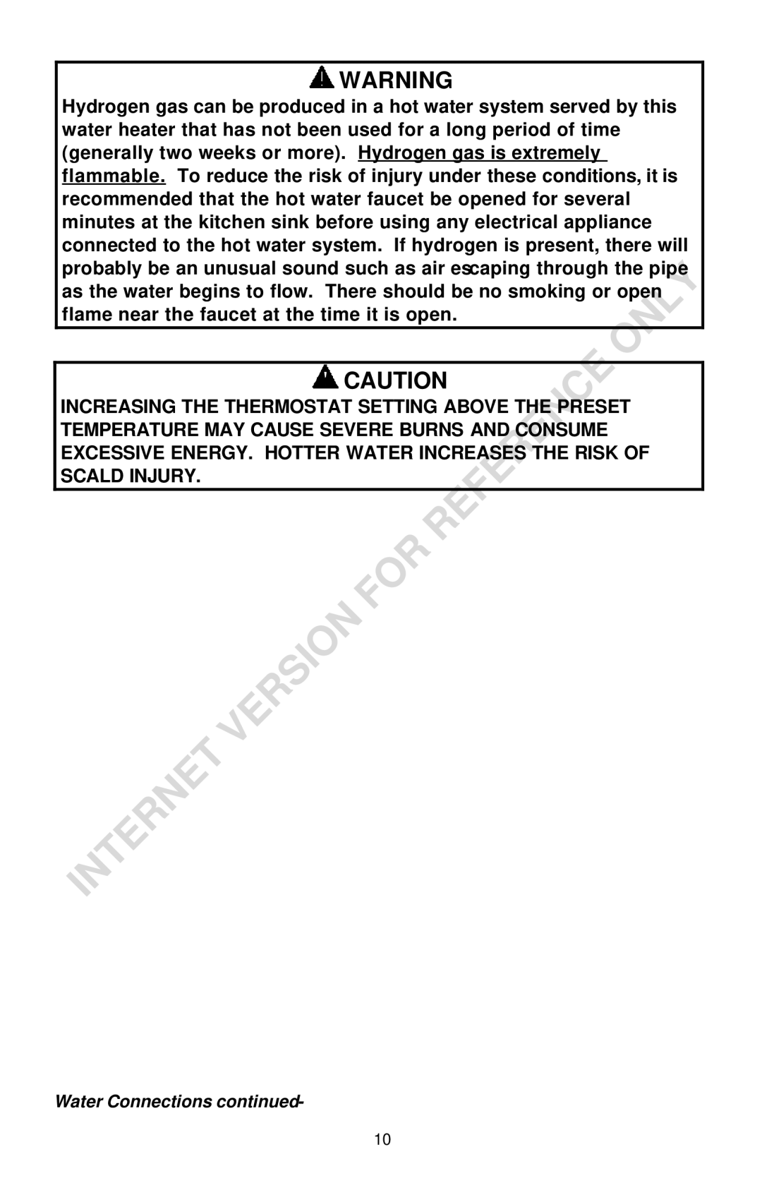 Bradford-White Corp 238-16152-00F instruction manual Water Connections 