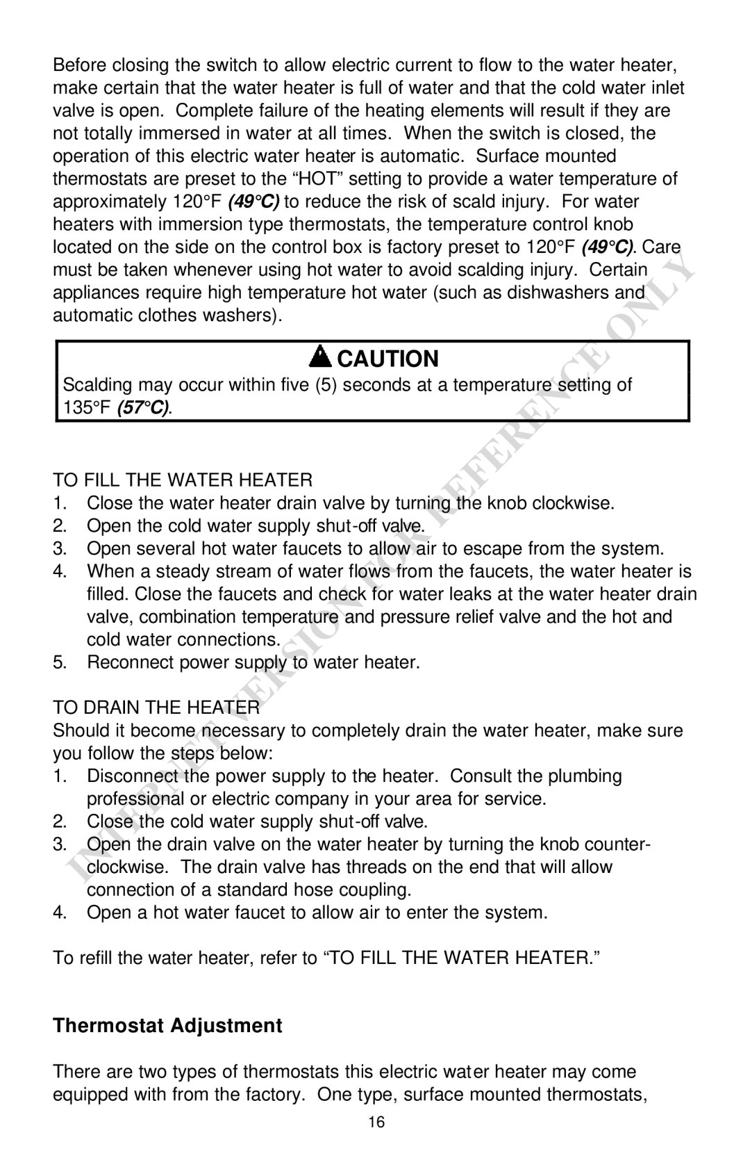 Bradford-White Corp 238-16152-00F instruction manual Thermostat Adjustment 