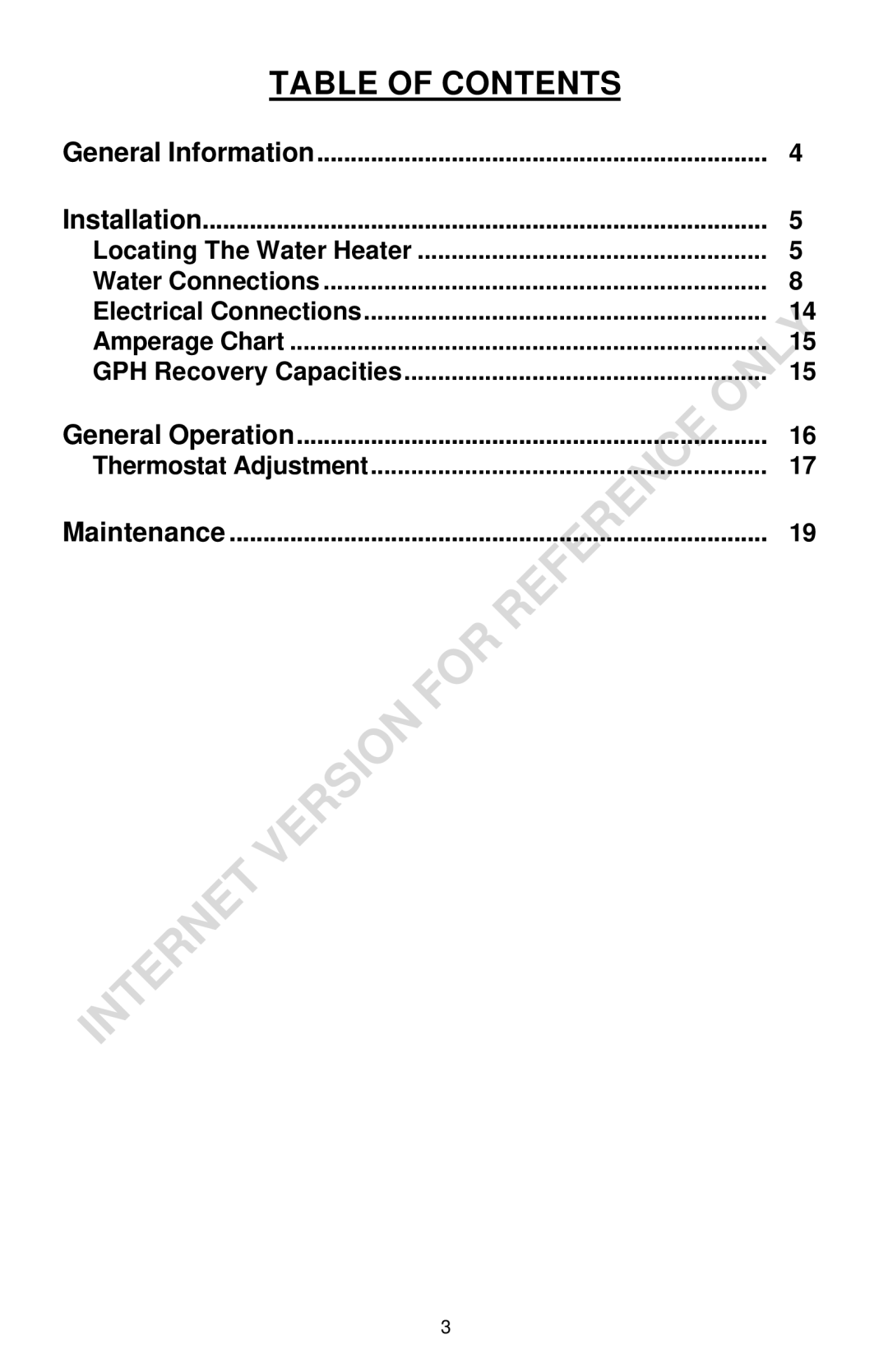 Bradford-White Corp 238-16152-00F instruction manual Table of Contents 