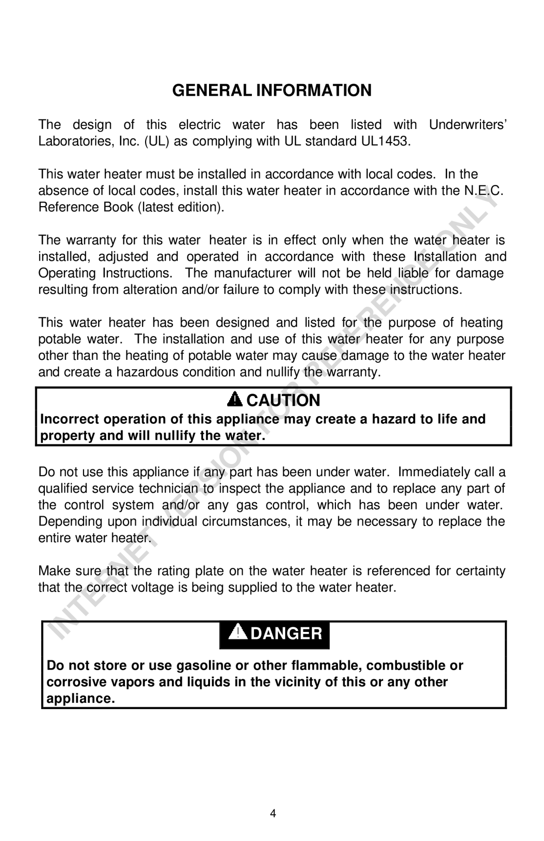 Bradford-White Corp 238-16152-00F instruction manual General Information 