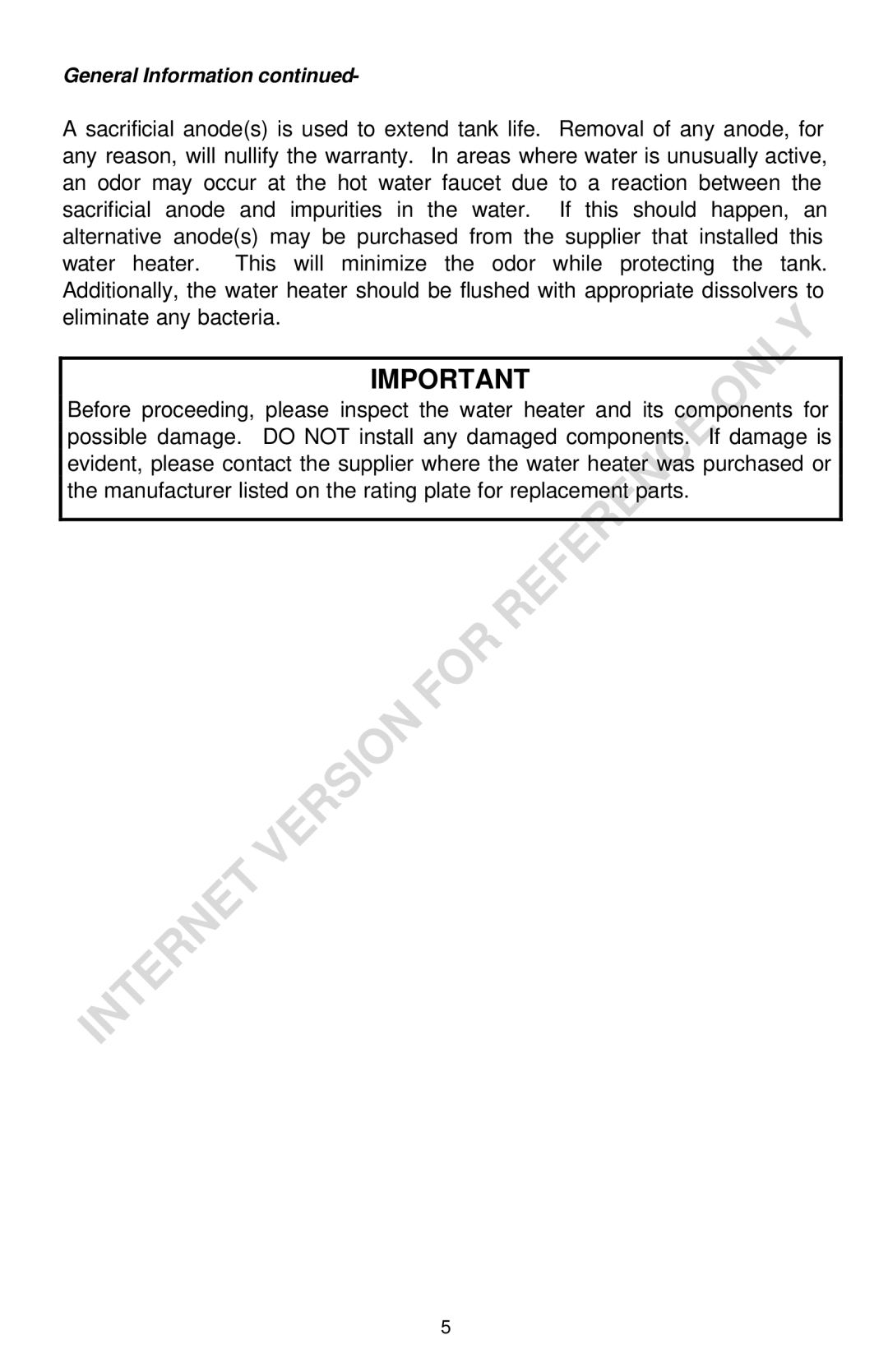 Bradford-White Corp 238-16152-00F instruction manual General Information 