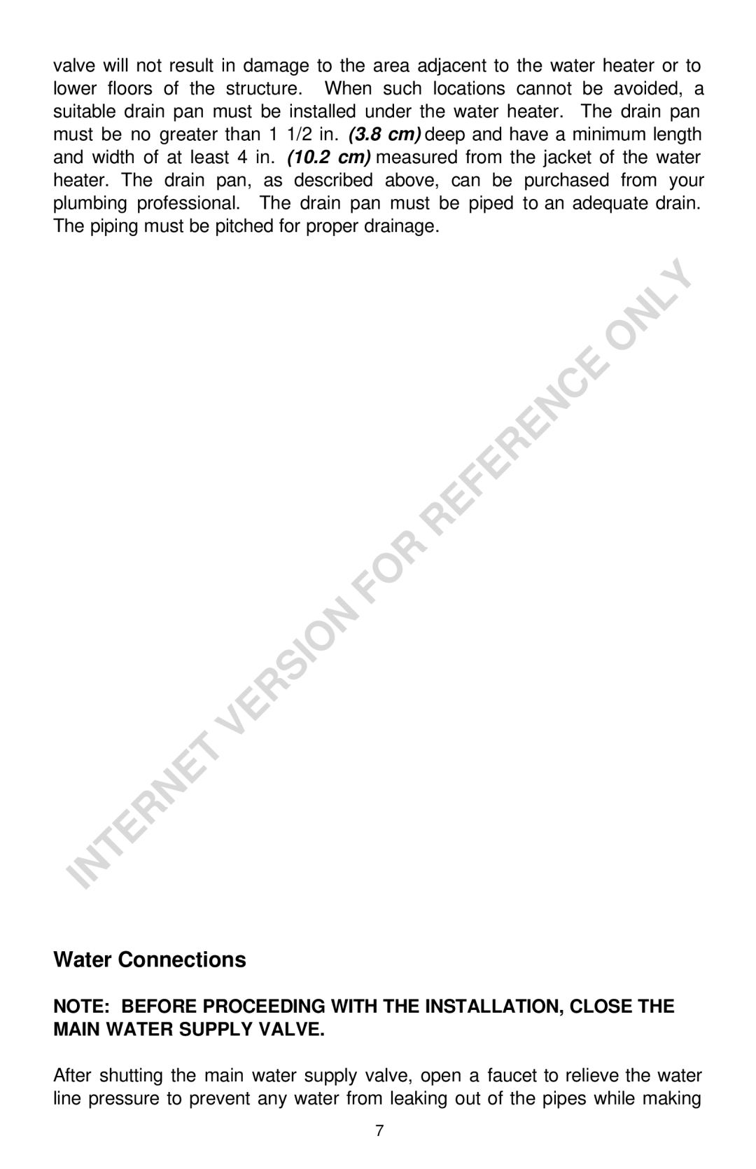 Bradford-White Corp 238-16152-00F instruction manual Water Connections 