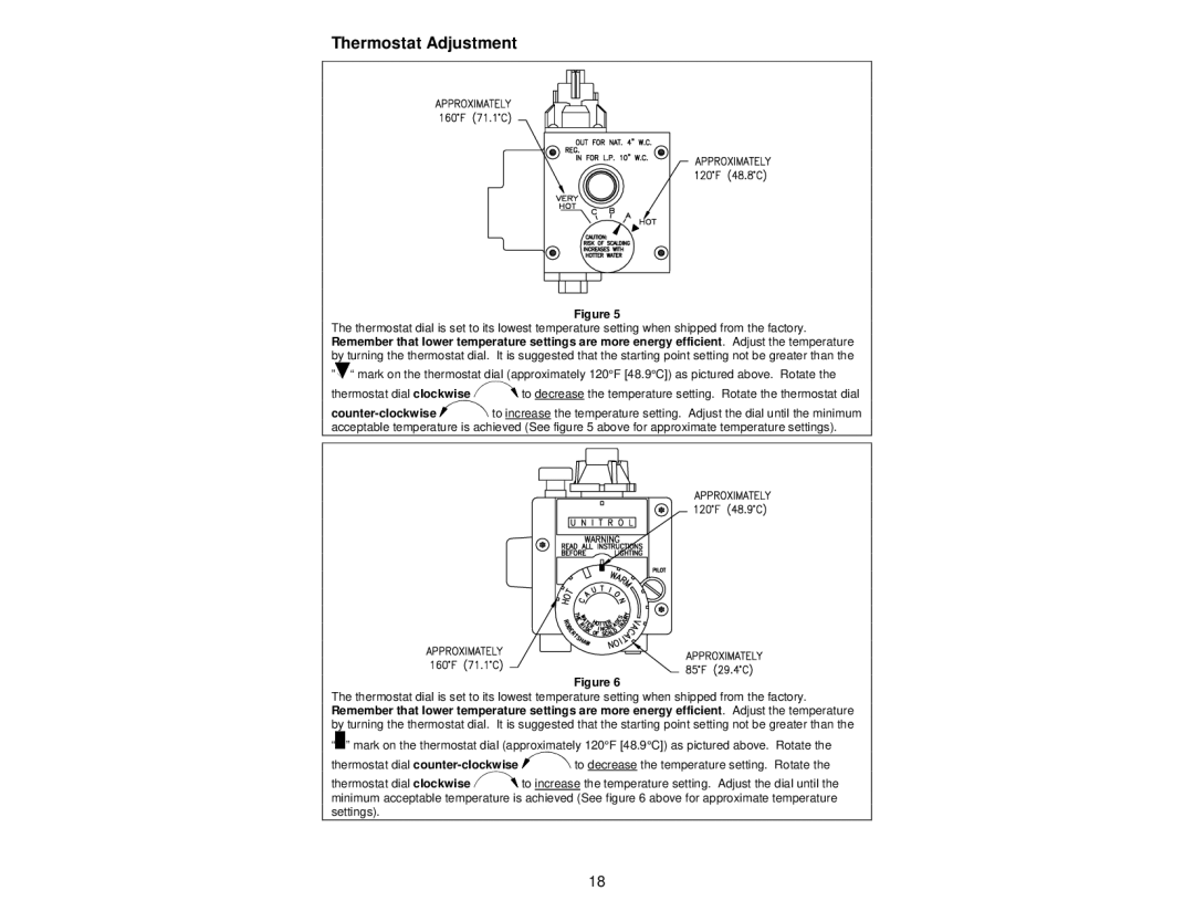 Bradford-White Corp 238-37281-00R instruction manual Thermostat Adjustment 