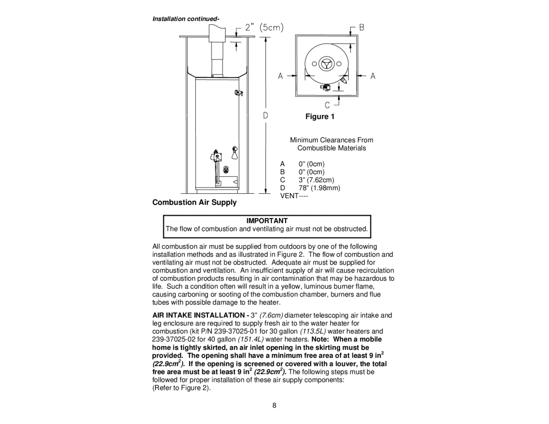 Bradford-White Corp 238-37281-00R instruction manual Installation 