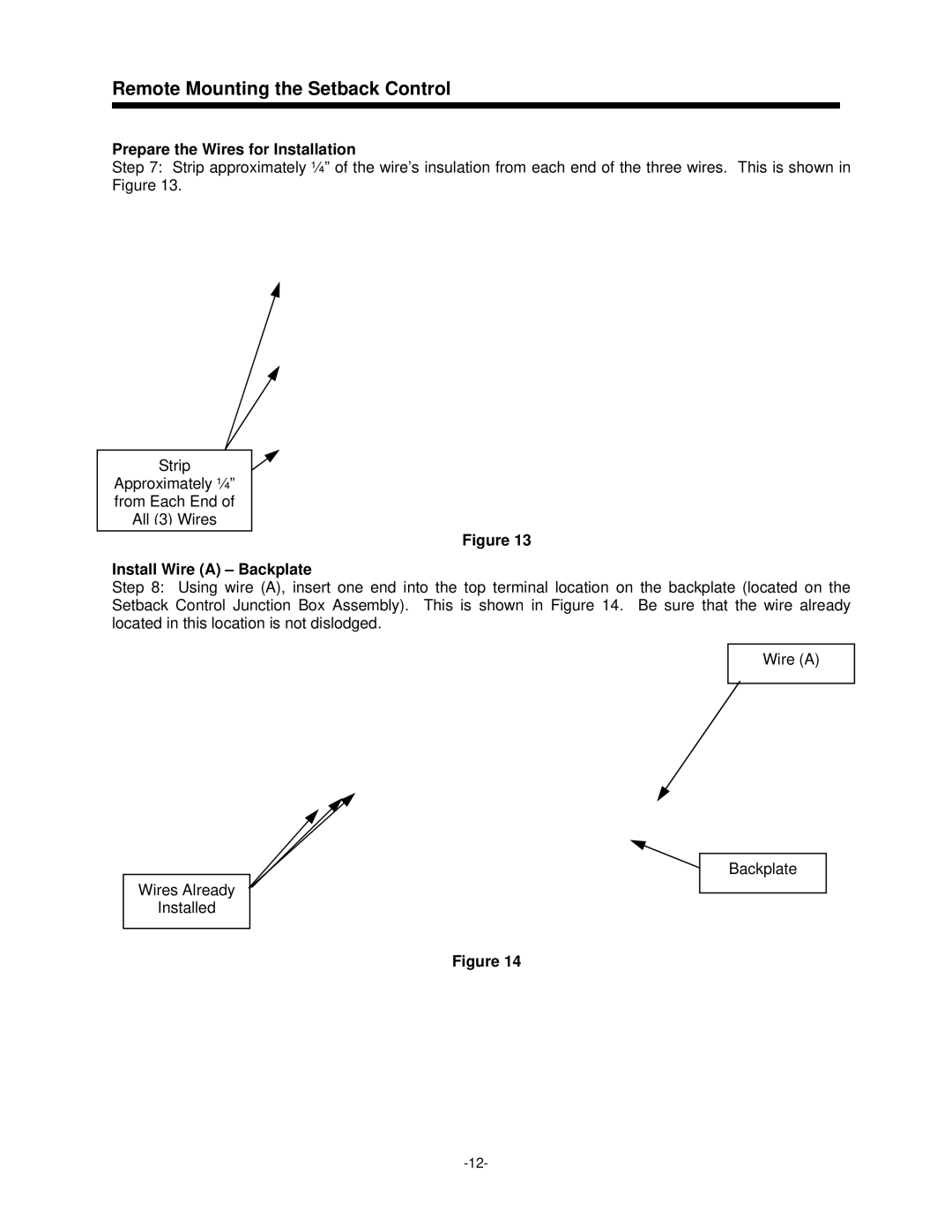 Bradford-White Corp 238-47808-00A, 47808A operation manual Prepare the Wires for Installation, Install Wire a Backplate 