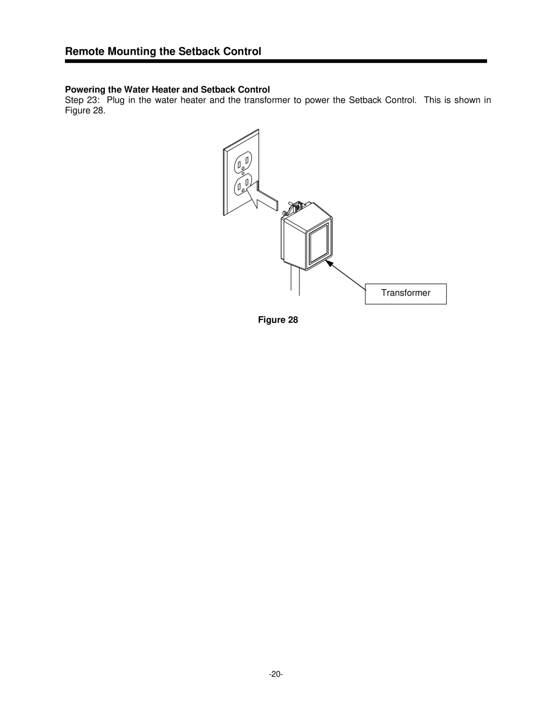 Bradford-White Corp 238-47808-00A, 47808A operation manual Powering the Water Heater and Setback Control 