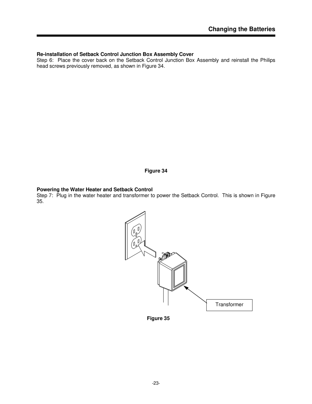 Bradford-White Corp 47808A, 238-47808-00A operation manual Powering the Water Heater and Setback Control 