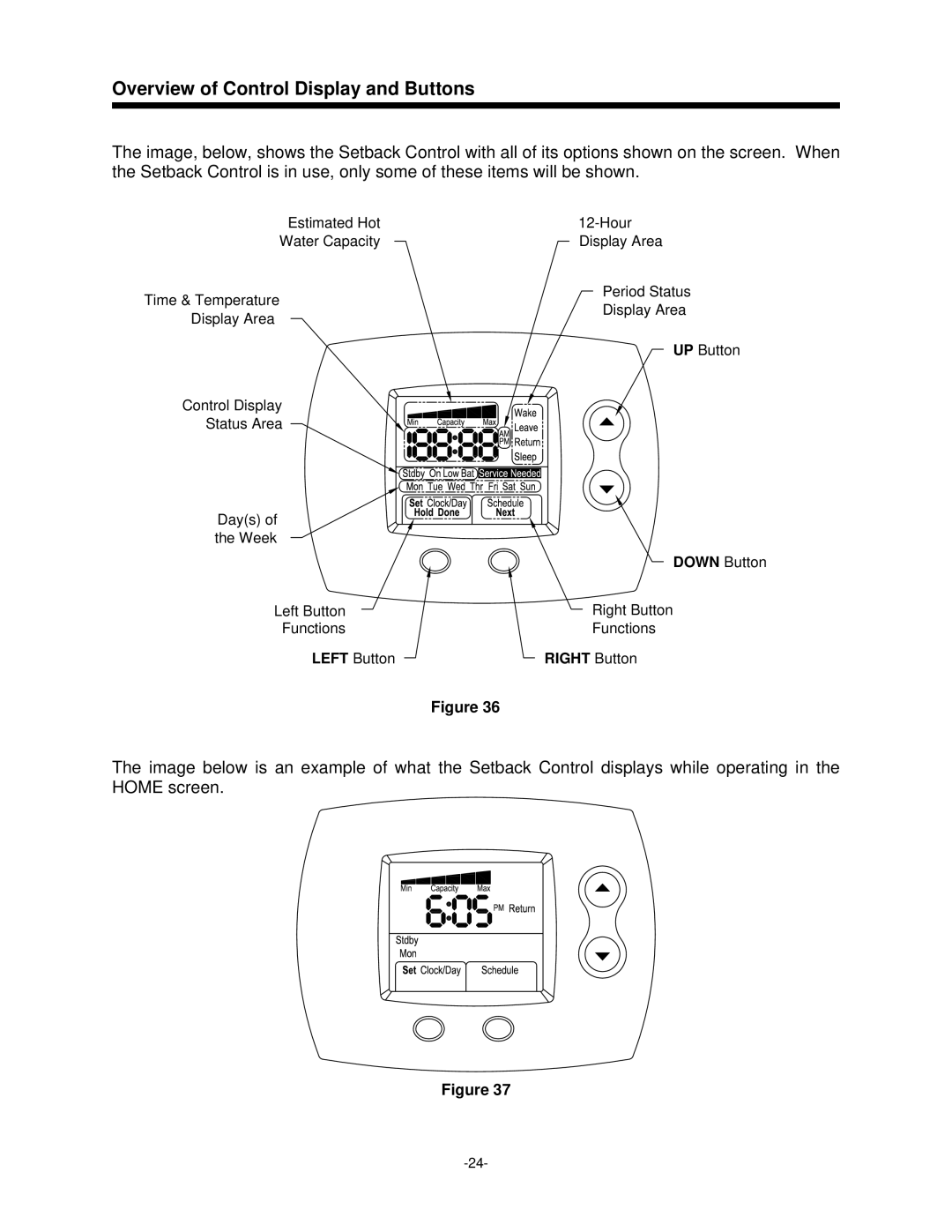 Bradford-White Corp 238-47808-00A, 47808A operation manual Overview of Control Display and Buttons, Right Button 