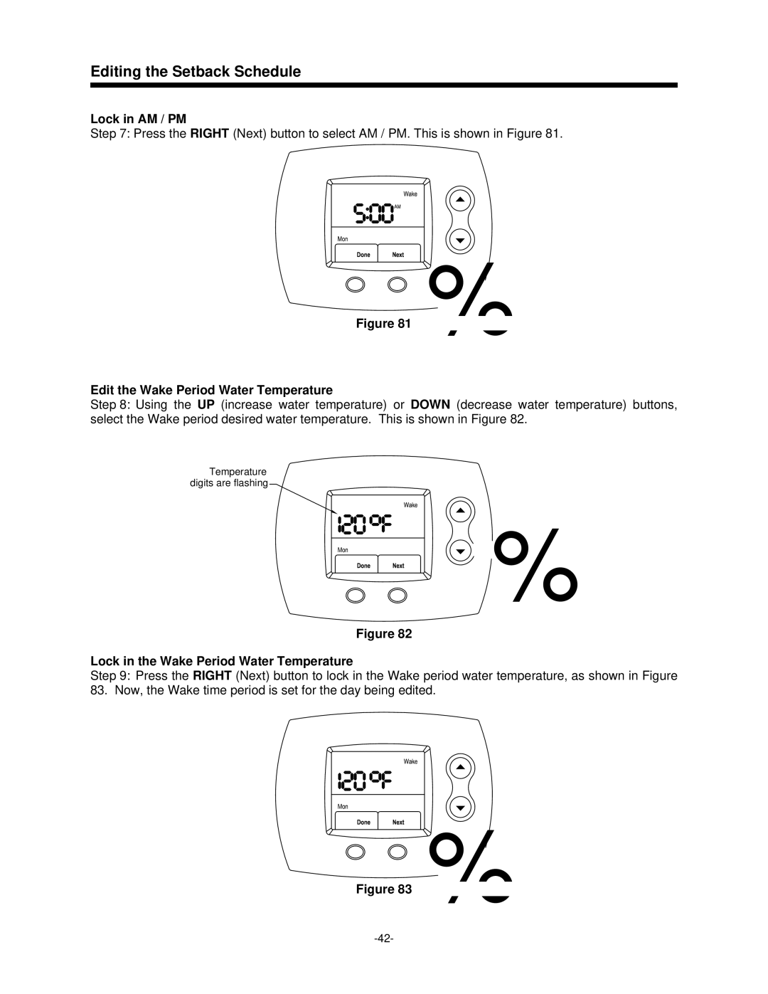 Bradford-White Corp 238-47808-00A Edit the Wake Period Water Temperature, Lock in the Wake Period Water Temperature 