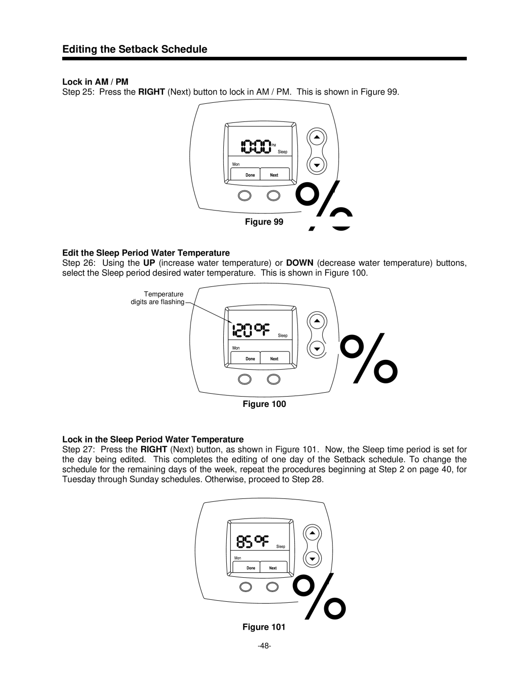 Bradford-White Corp 238-47808-00A Edit the Sleep Period Water Temperature, Lock in the Sleep Period Water Temperature 