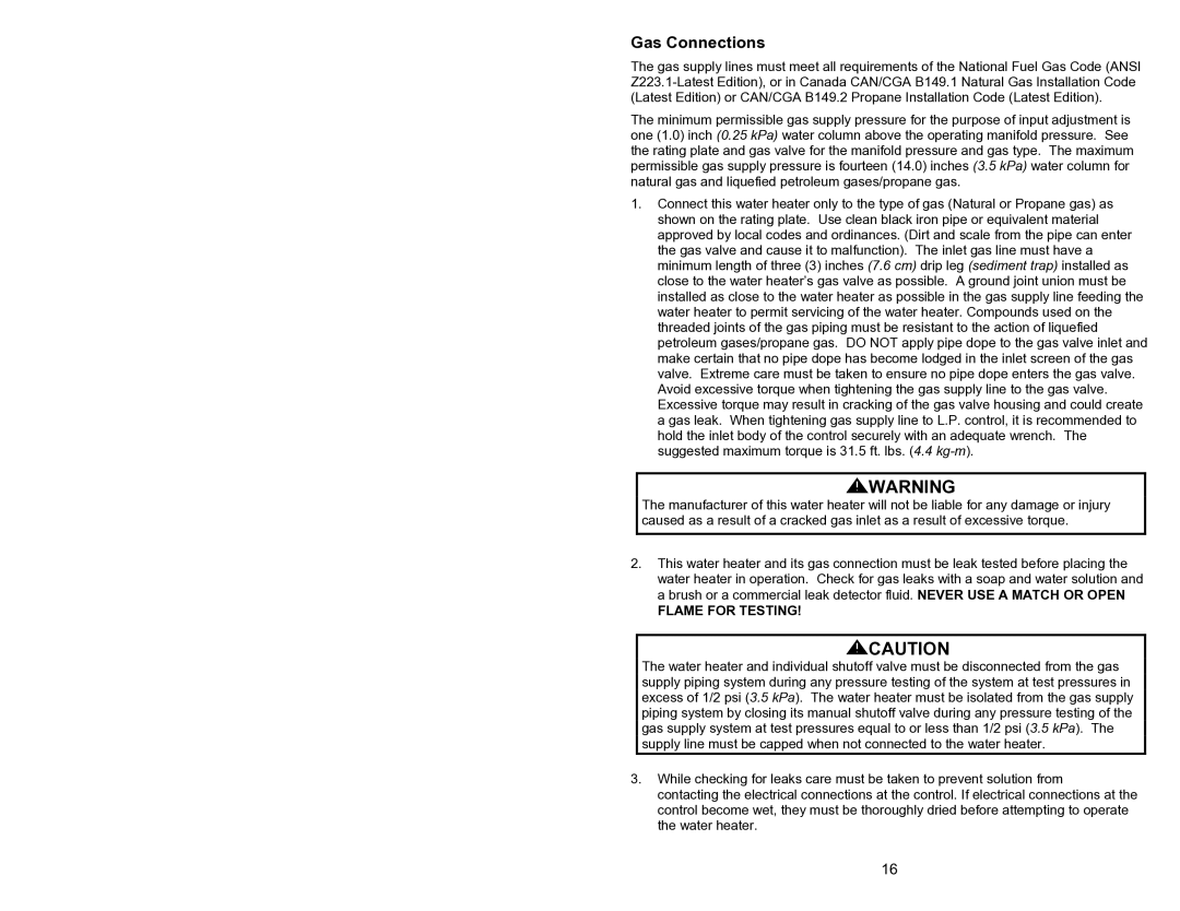 Bradford-White Corp 44219J, 238-44219-00J instruction manual Flame for Testing 