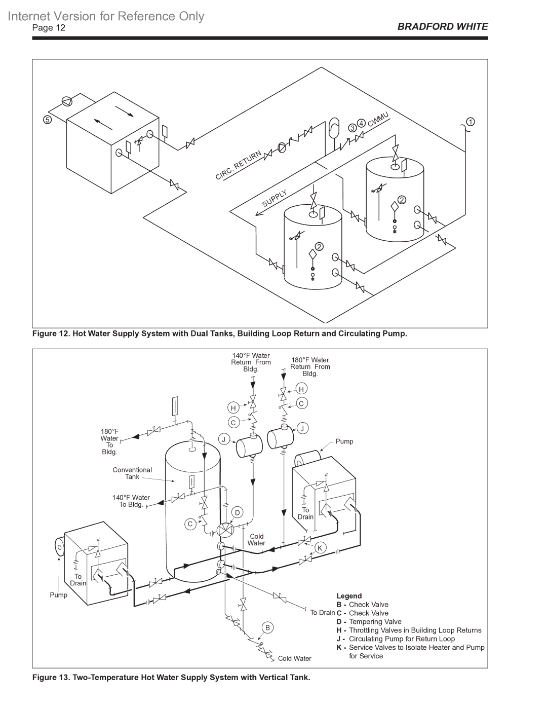 Bradford-White Corp 500-1825 warranty Drain Pump 140F Water 180F Return From Bldg 