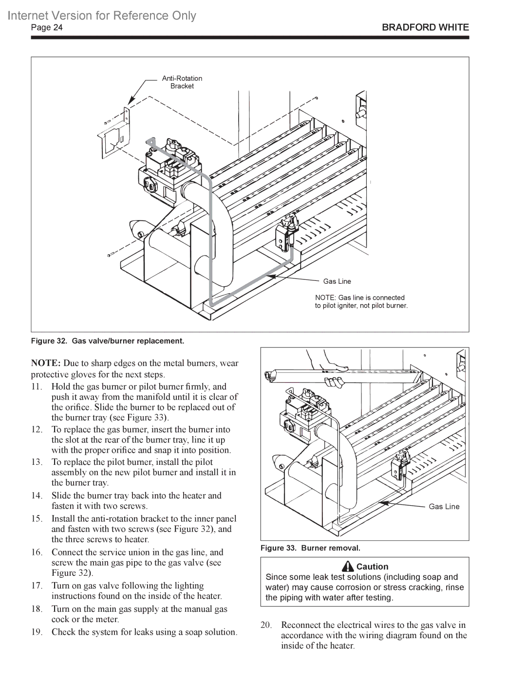 Bradford-White Corp B4 warranty Gas valve/burner replacement 