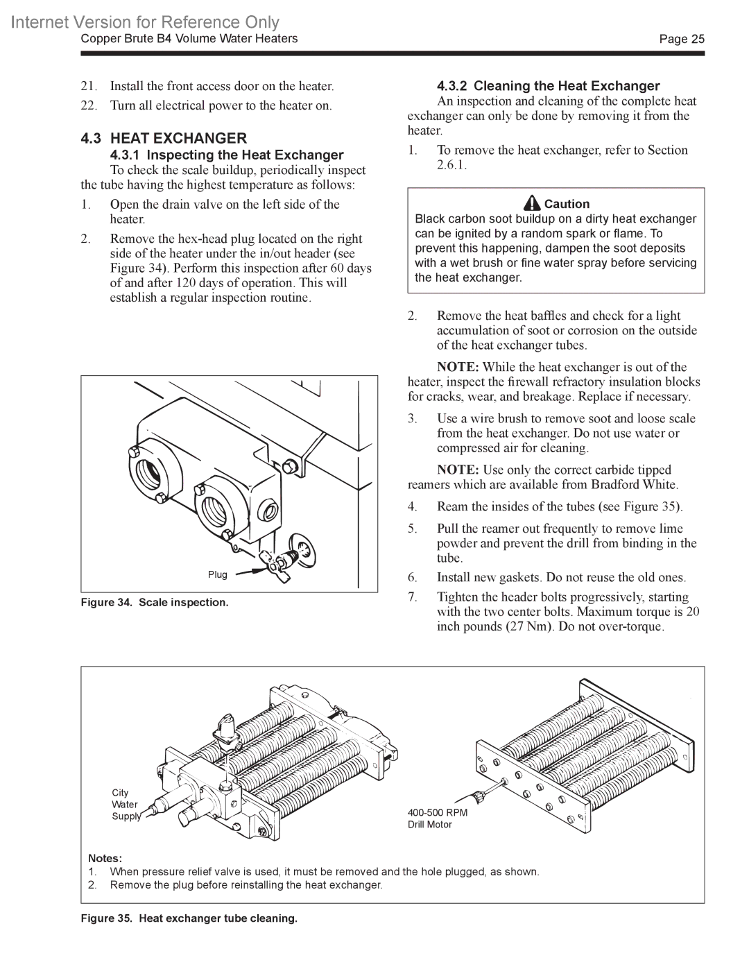 Bradford-White Corp B4 warranty Inspecting the Heat Exchanger, Cleaning the Heat Exchanger 