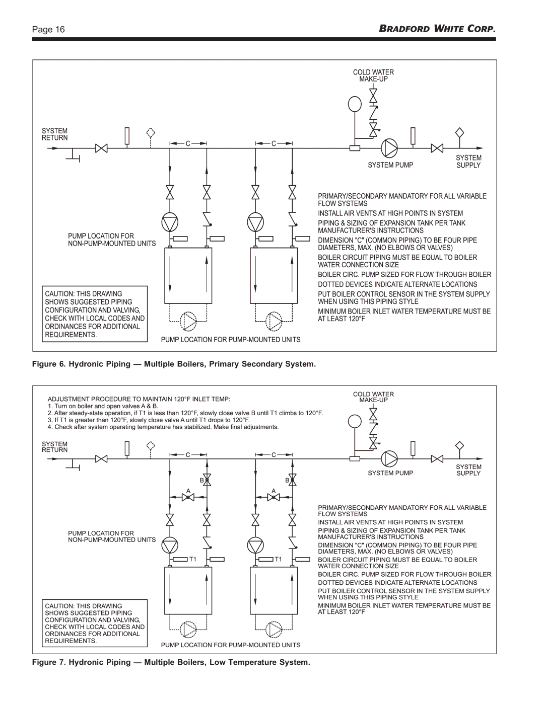 Bradford-White Corp BMT2H, BMT2V warranty Hydronic Piping Multiple Boilers, Primary Secondary System 