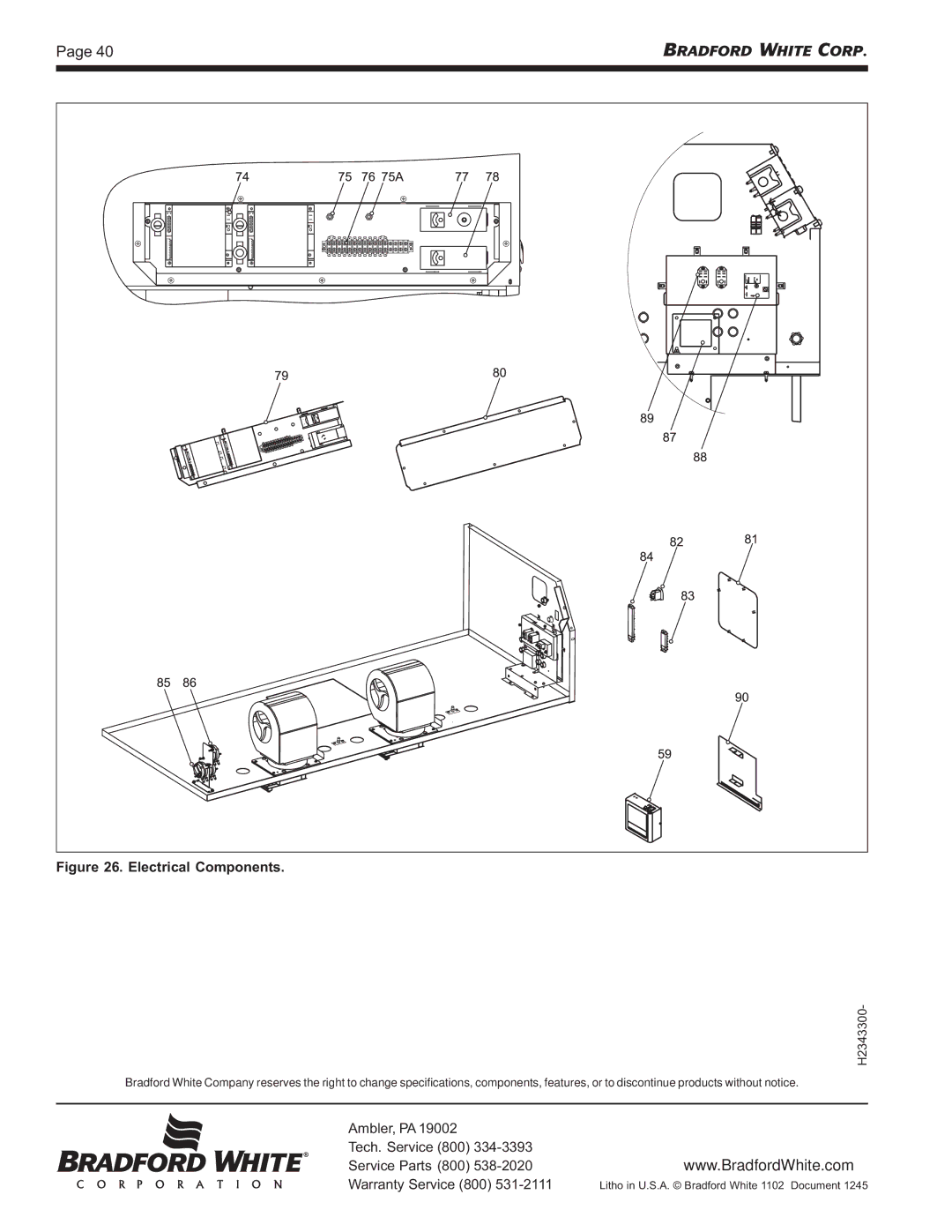 Bradford-White Corp BMT2H, BMT2V, Hydronic Boiler, Water Volume Heater warranty Electrical Components 