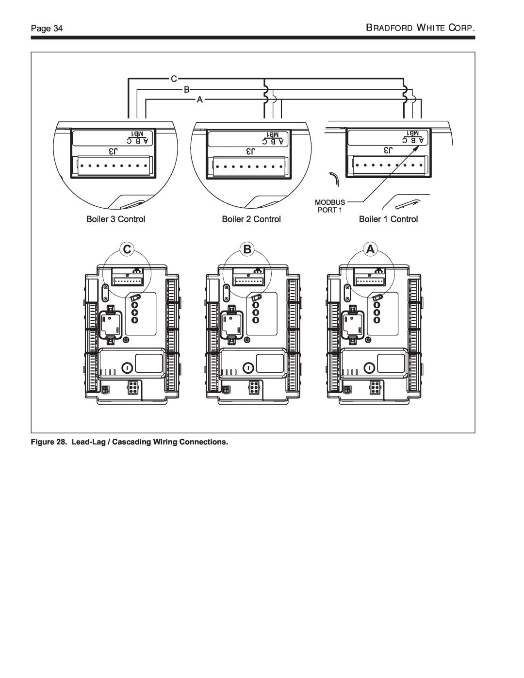 Bradford-White Corp BNTV, BNTH, Modulating Boiler warranty Page, Lead-Lag / Cascading Wiring Connections 