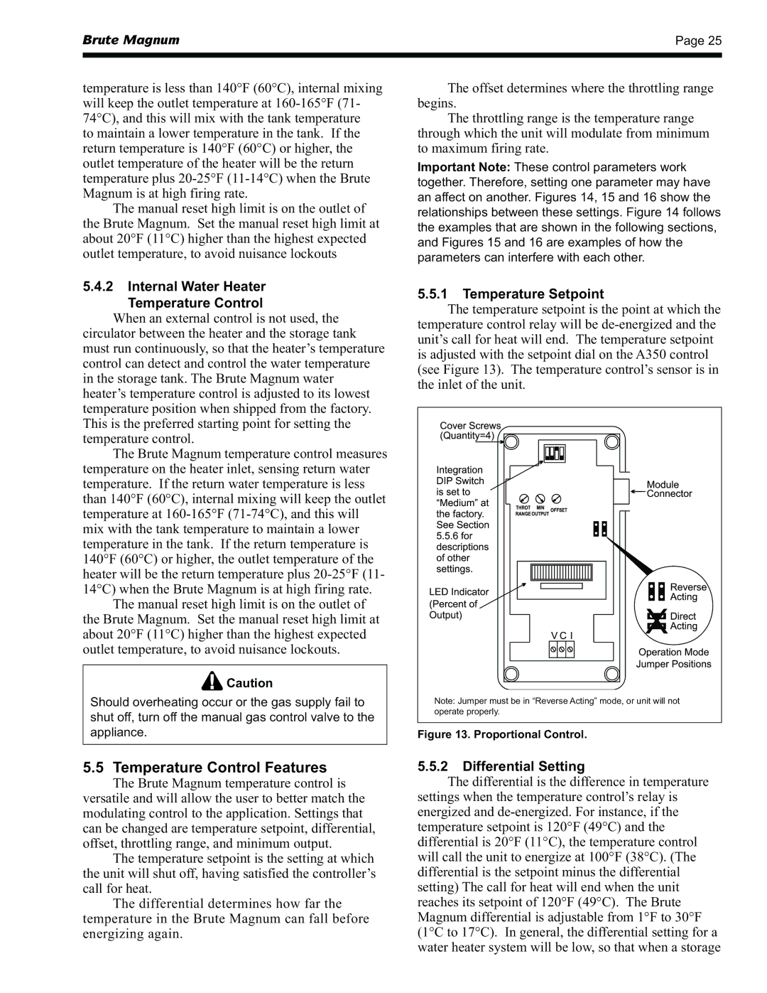 Bradford-White Corp BRHHH Temperature Control Features, Internal Water Heater Temperature Control, Temperature Setpoint 