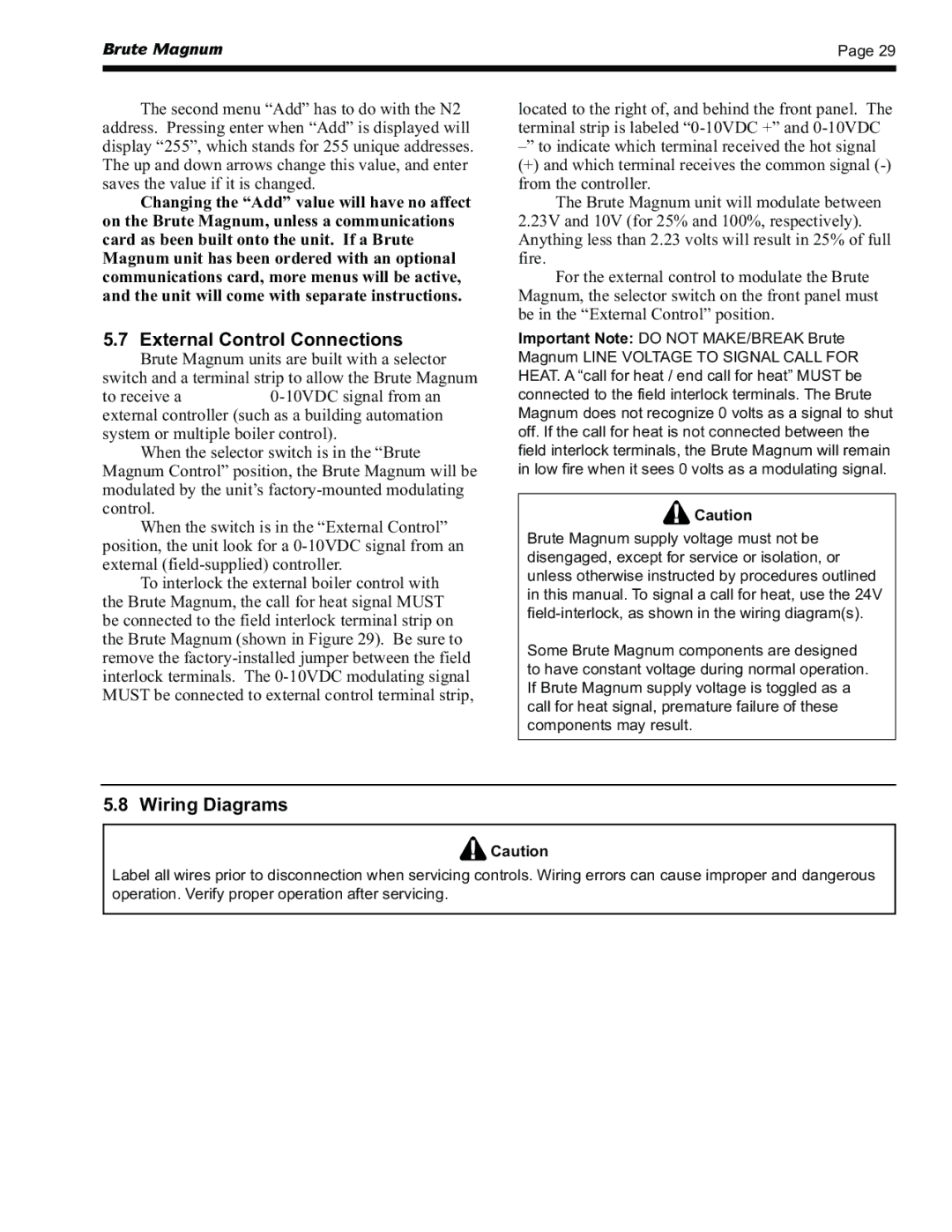 Bradford-White Corp BRHHH, BRHHV warranty External Control Connections, Wiring Diagrams 