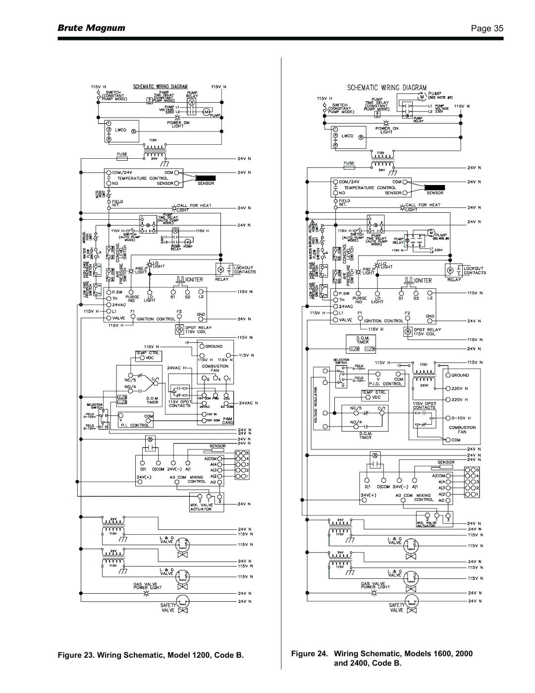 Bradford-White Corp BRHHH, BRHHV warranty Wiring Schematic, Model 1200, Code B 