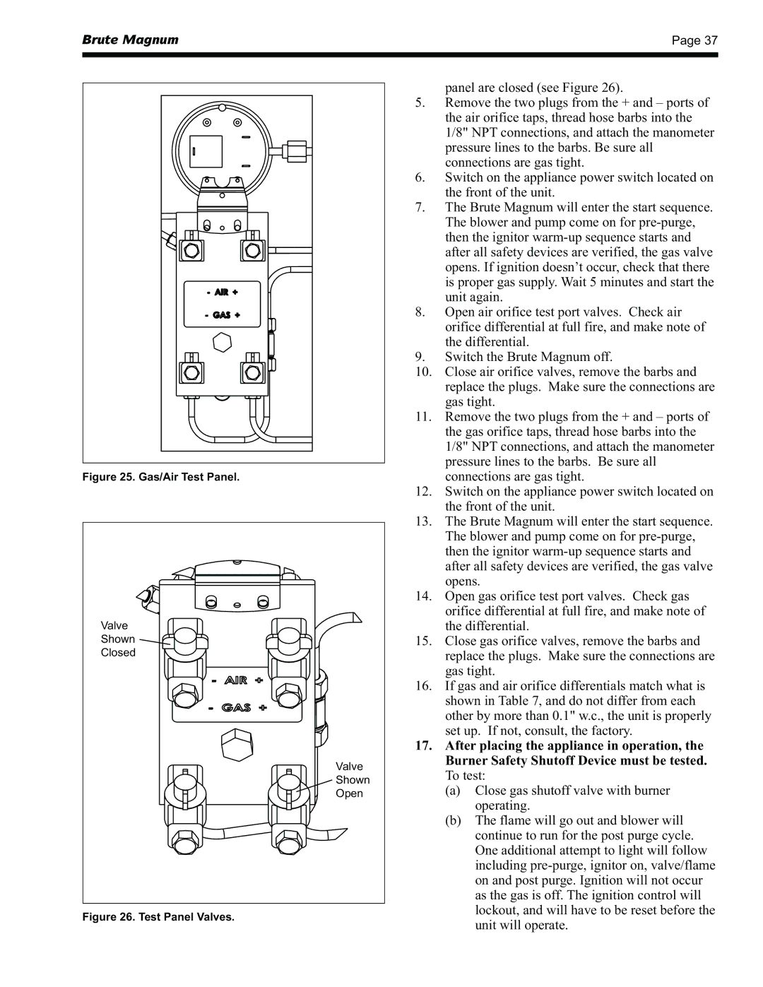 Bradford-White Corp BRHHH, BRHHV warranty Gas/Air Test Panel 