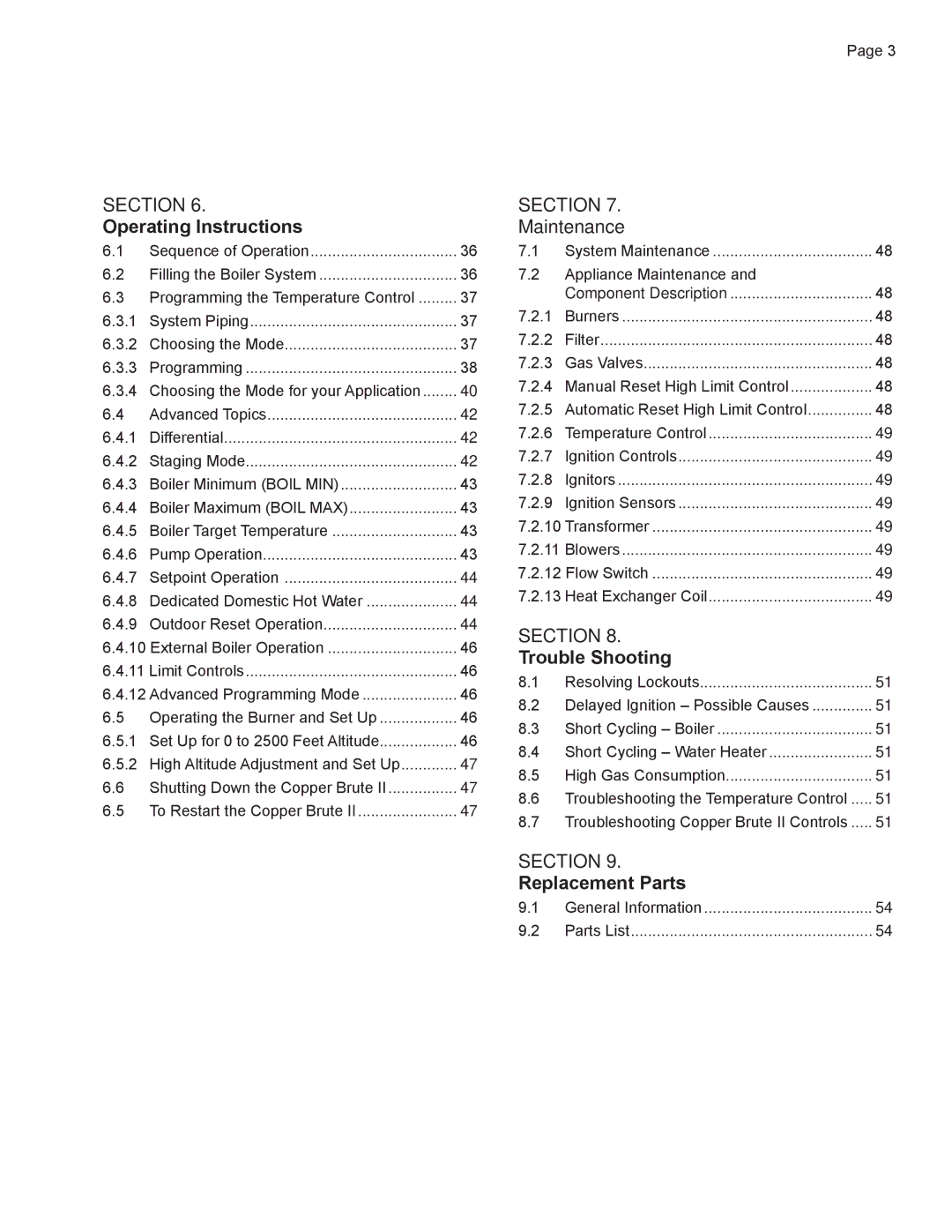 Bradford-White Corp BWCV, BWCH warranty Operating Instructions, Maintenance, Trouble Shooting, Replacement Parts 