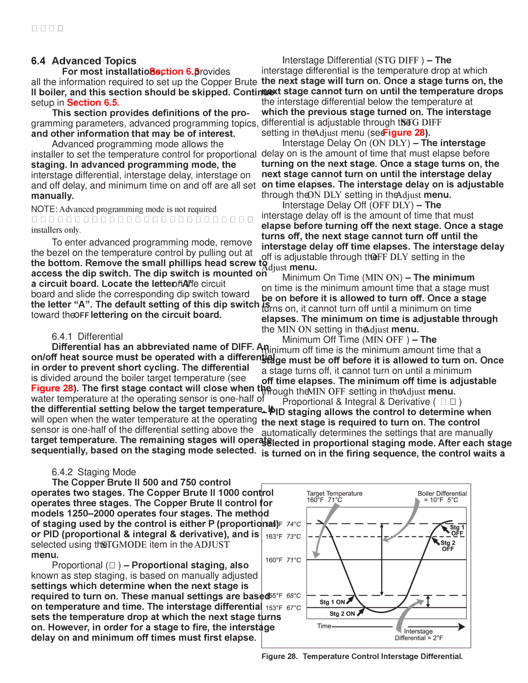 Bradford-White Corp BWCV, BWCH, Copper Brute II Hydronic Boiler warranty Advanced Topics, Differential, Staging Mode 