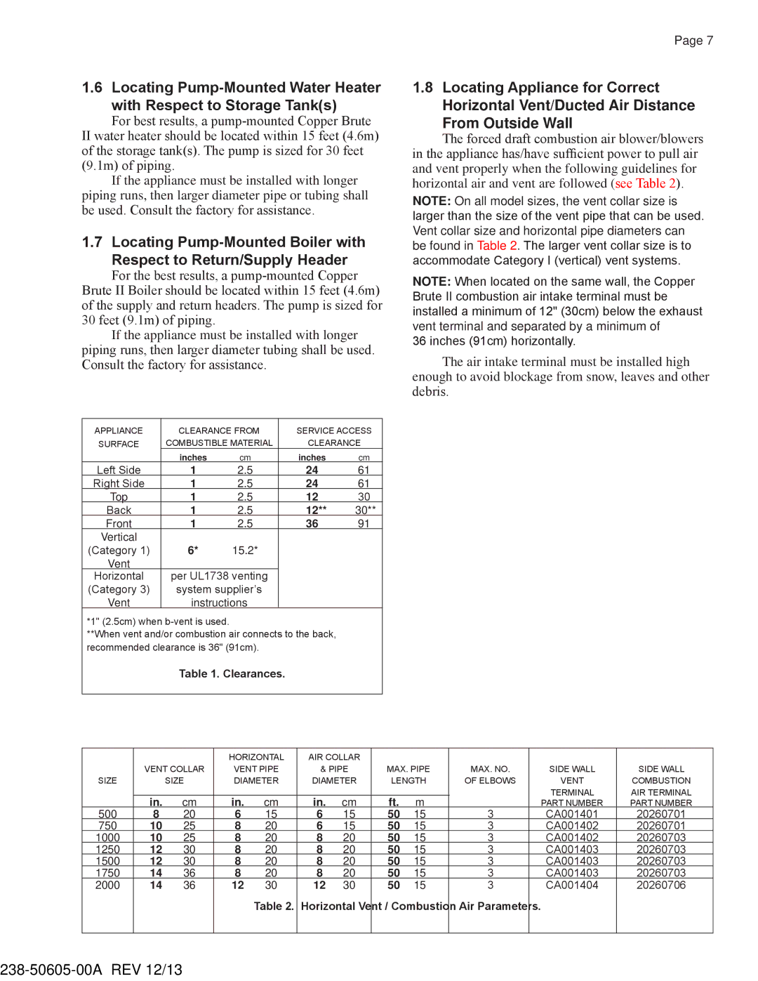 Bradford-White Corp BWCH, BWCV, Copper Brute II Hydronic Boiler warranty Inches 91cm horizontally 