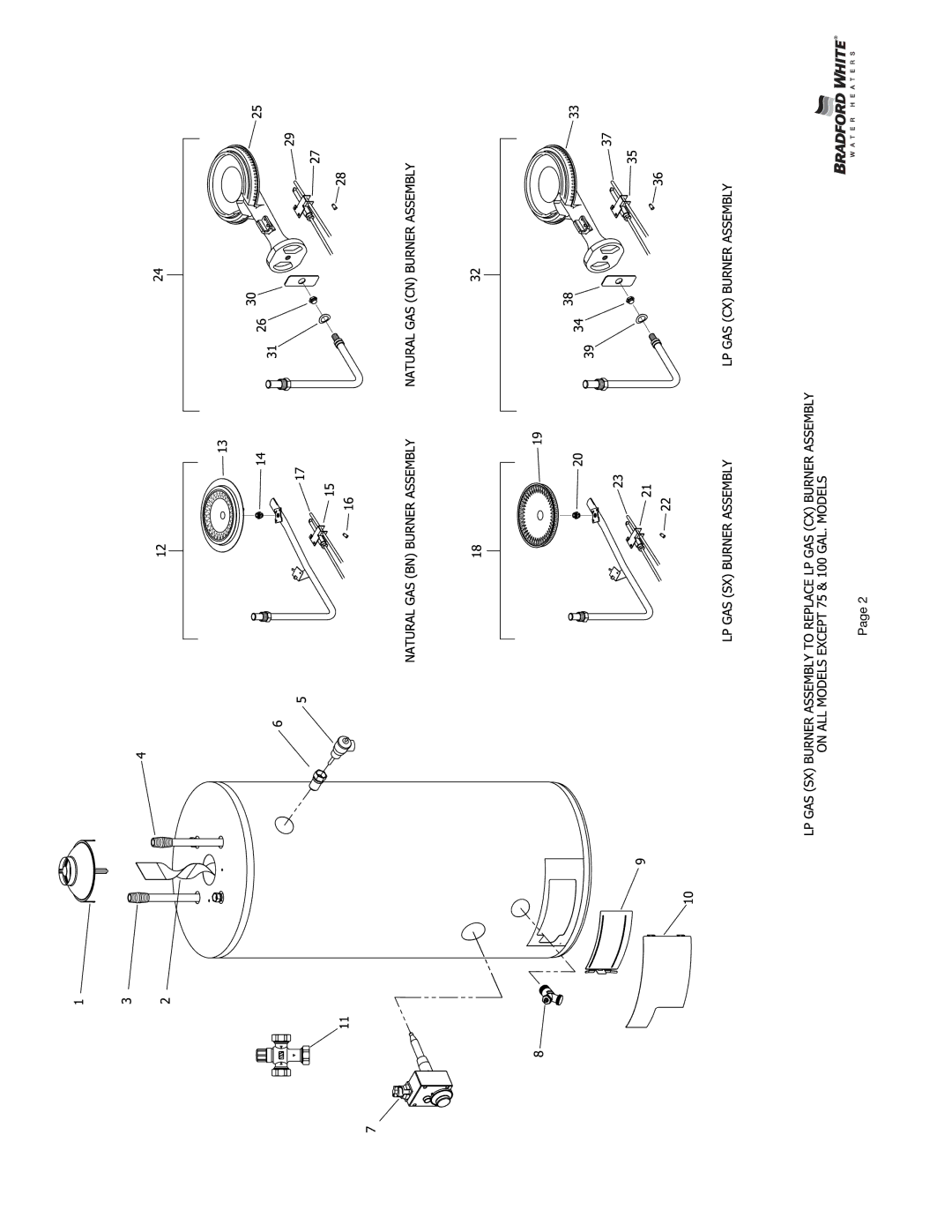 Bradford-White Corp M2C75T, CN)-12, EN)-12 dimensions 