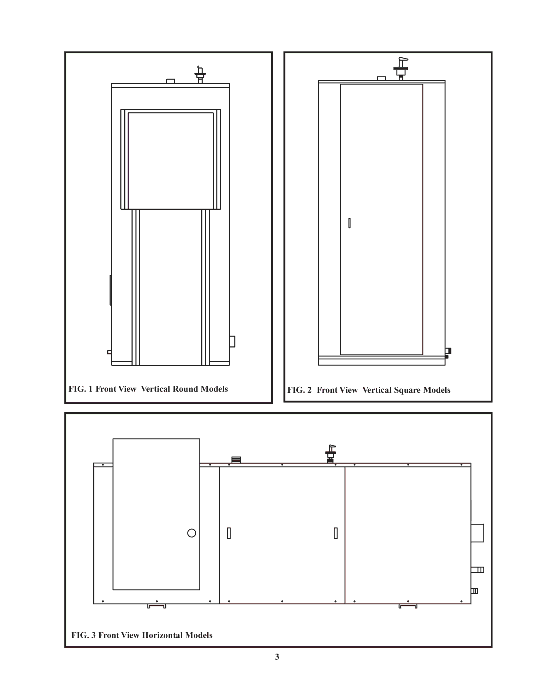 Bradford-White Corp 900kW, 9kW, Commercial Electric Water Heaters service manual Front View Vertical Round Models 