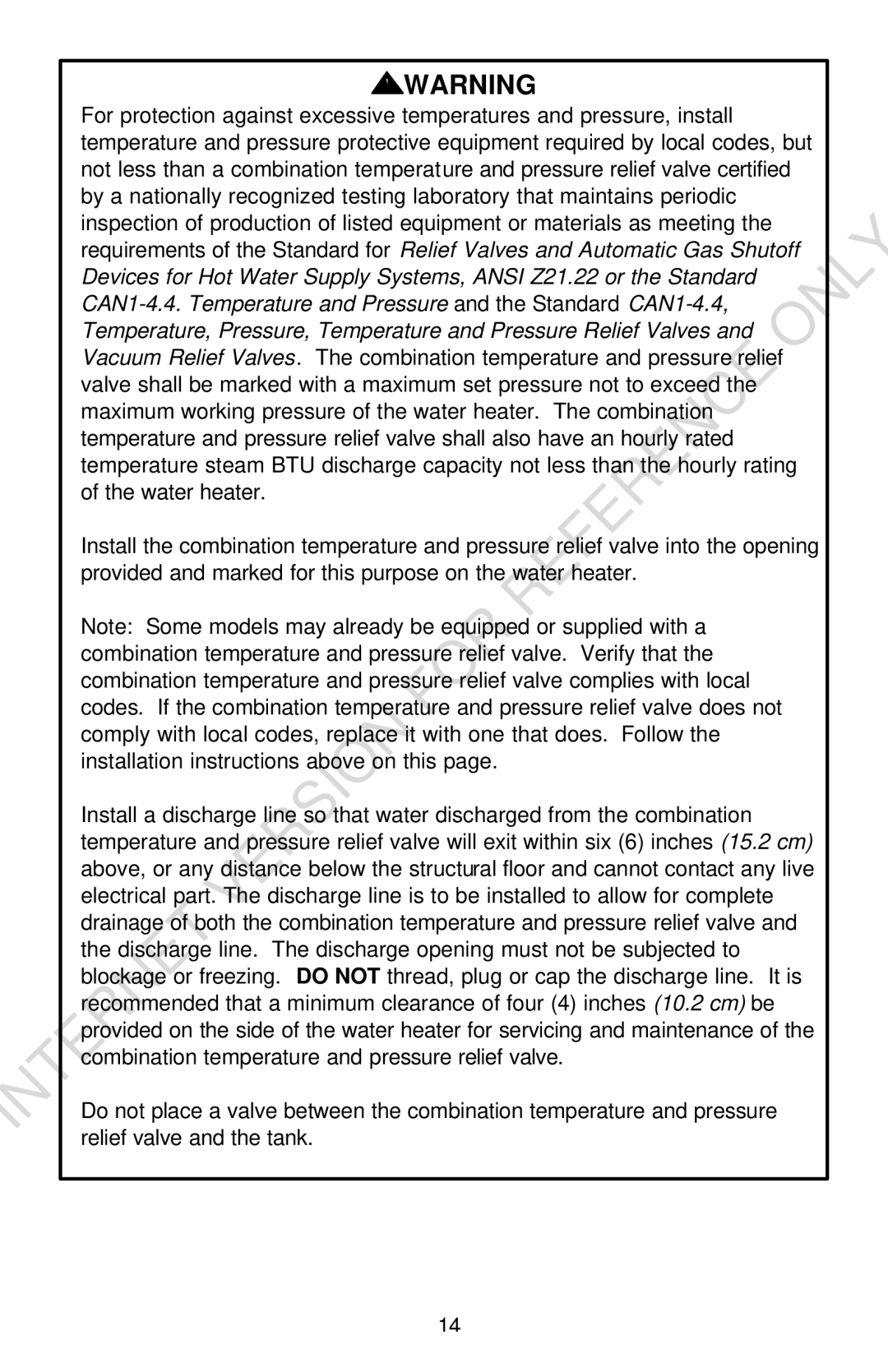 Bradford-White Corp Convection Heater instruction manual 