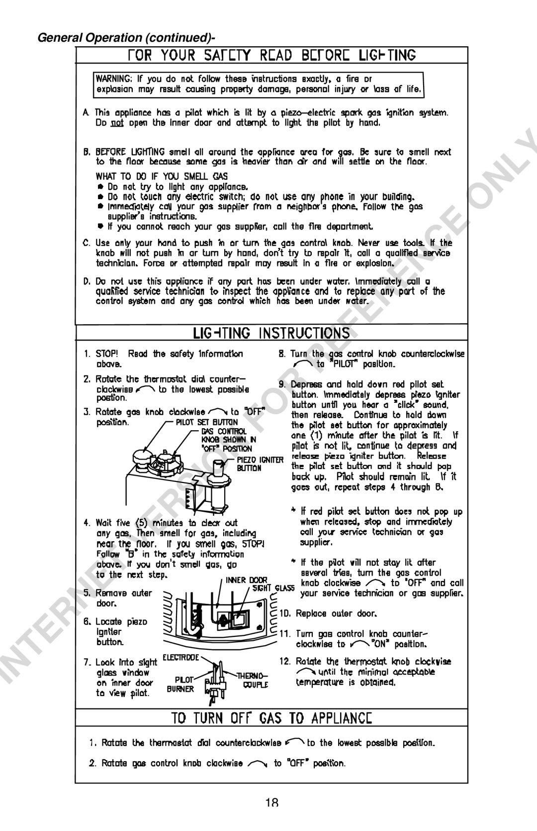 Bradford-White Corp Convection Heater instruction manual General Operation 