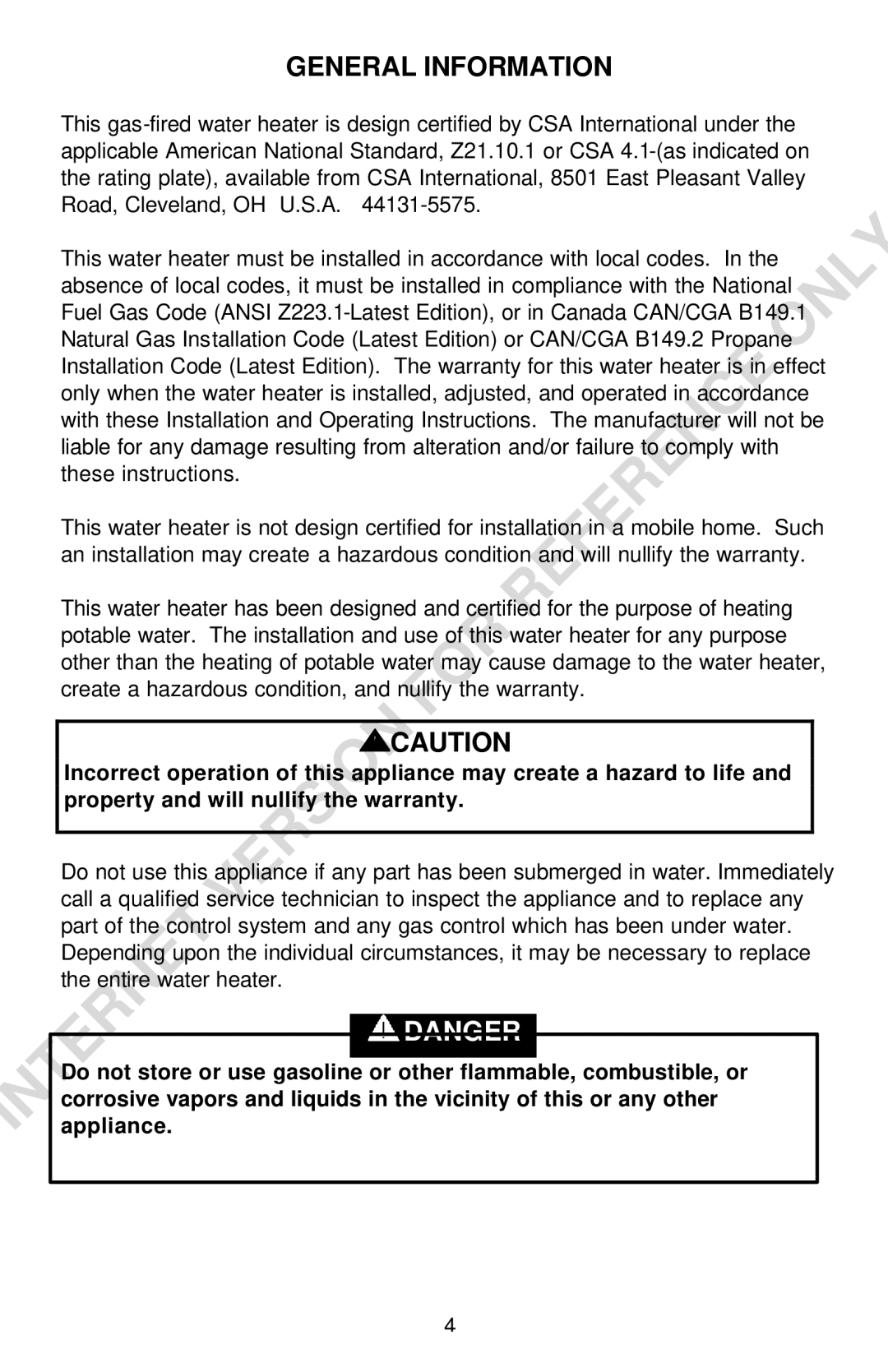 Bradford-White Corp Convection Heater instruction manual General Information 