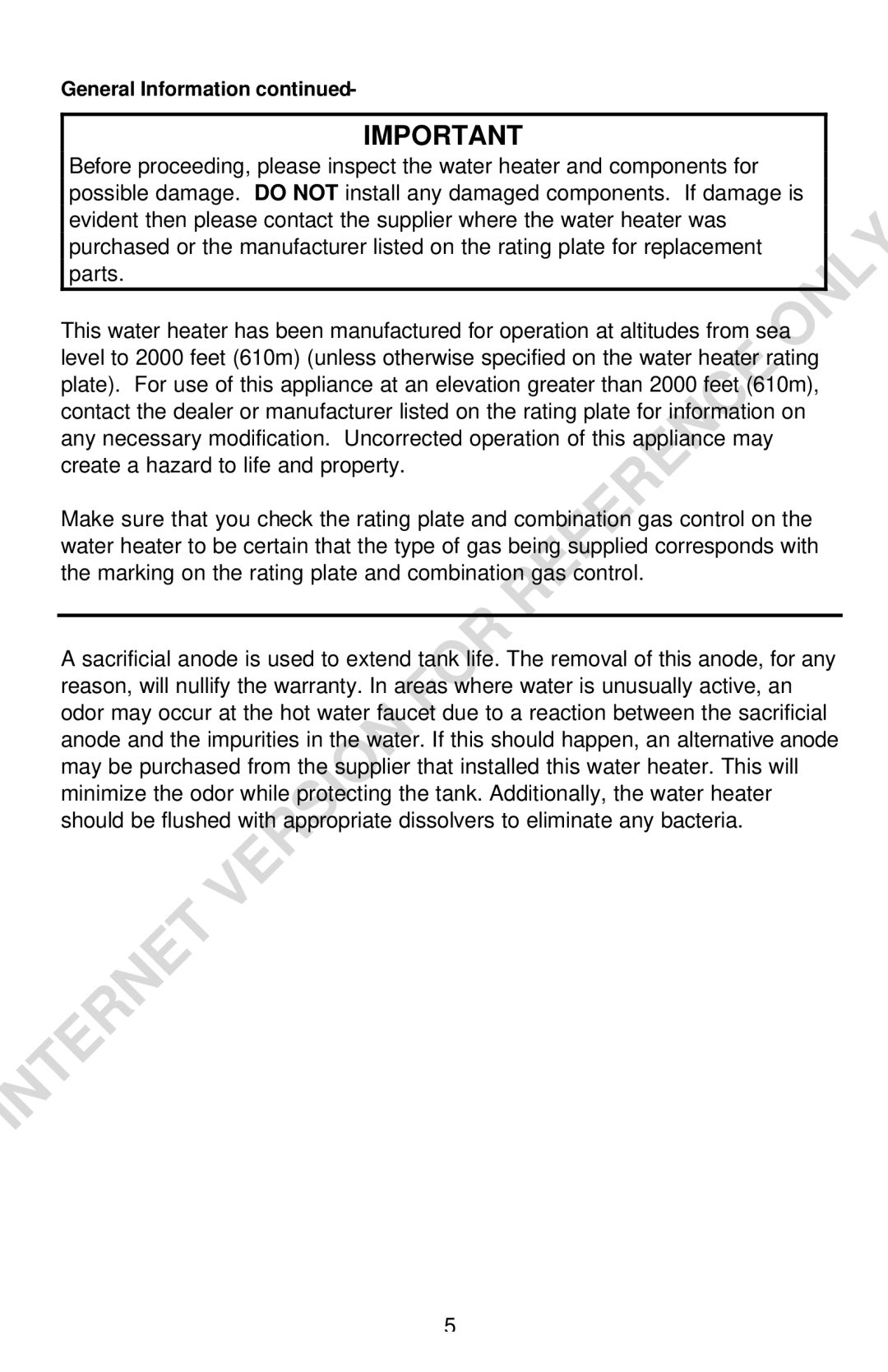 Bradford-White Corp Convection Heater instruction manual General Information 