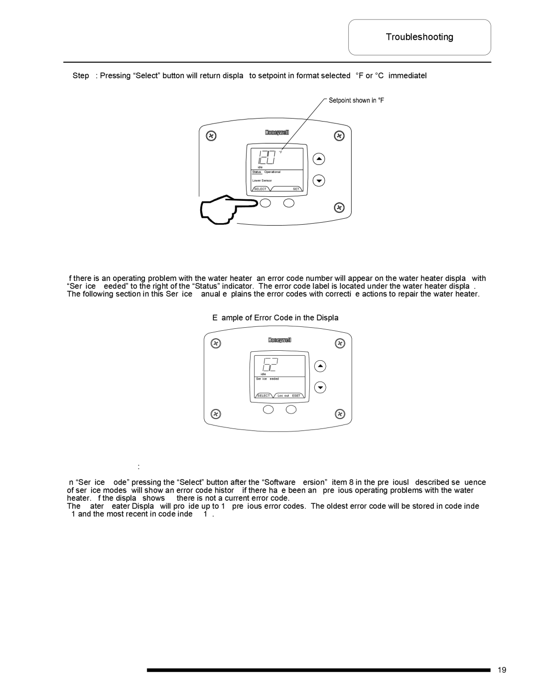 Bradford-White Corp D-38T-155 service manual Error Codes and Error History Display, Error Code History 