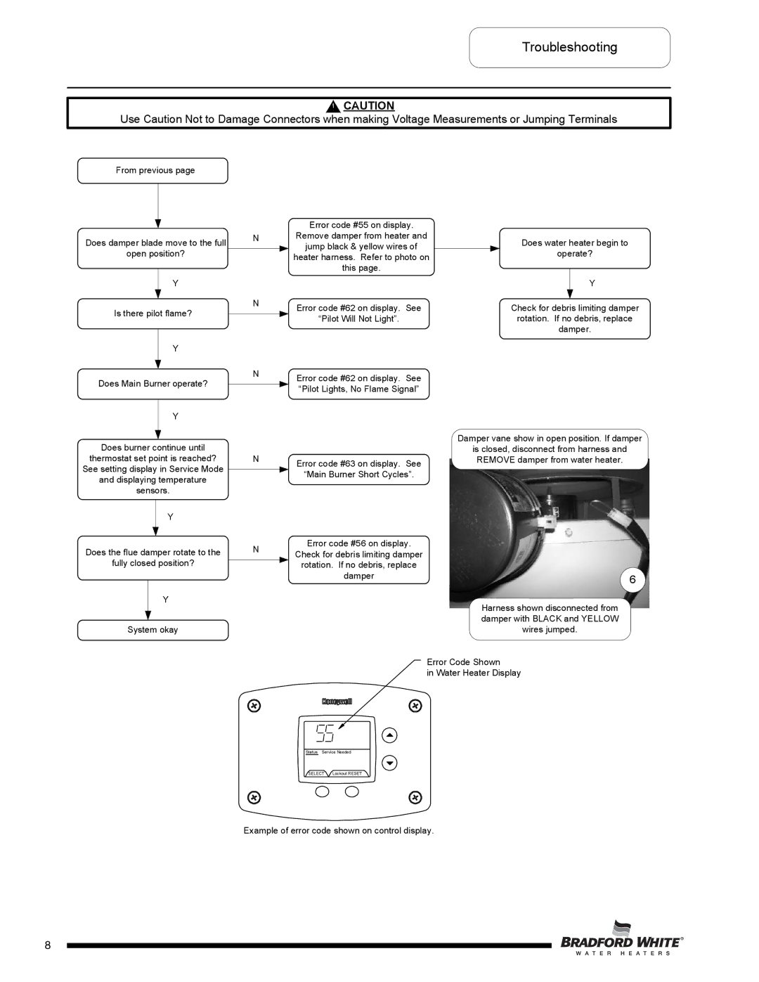 Bradford-White Corp D-38T-155 service manual From previous, Operate?, Pilot Will Not Light, Displaying temperature Sensors 