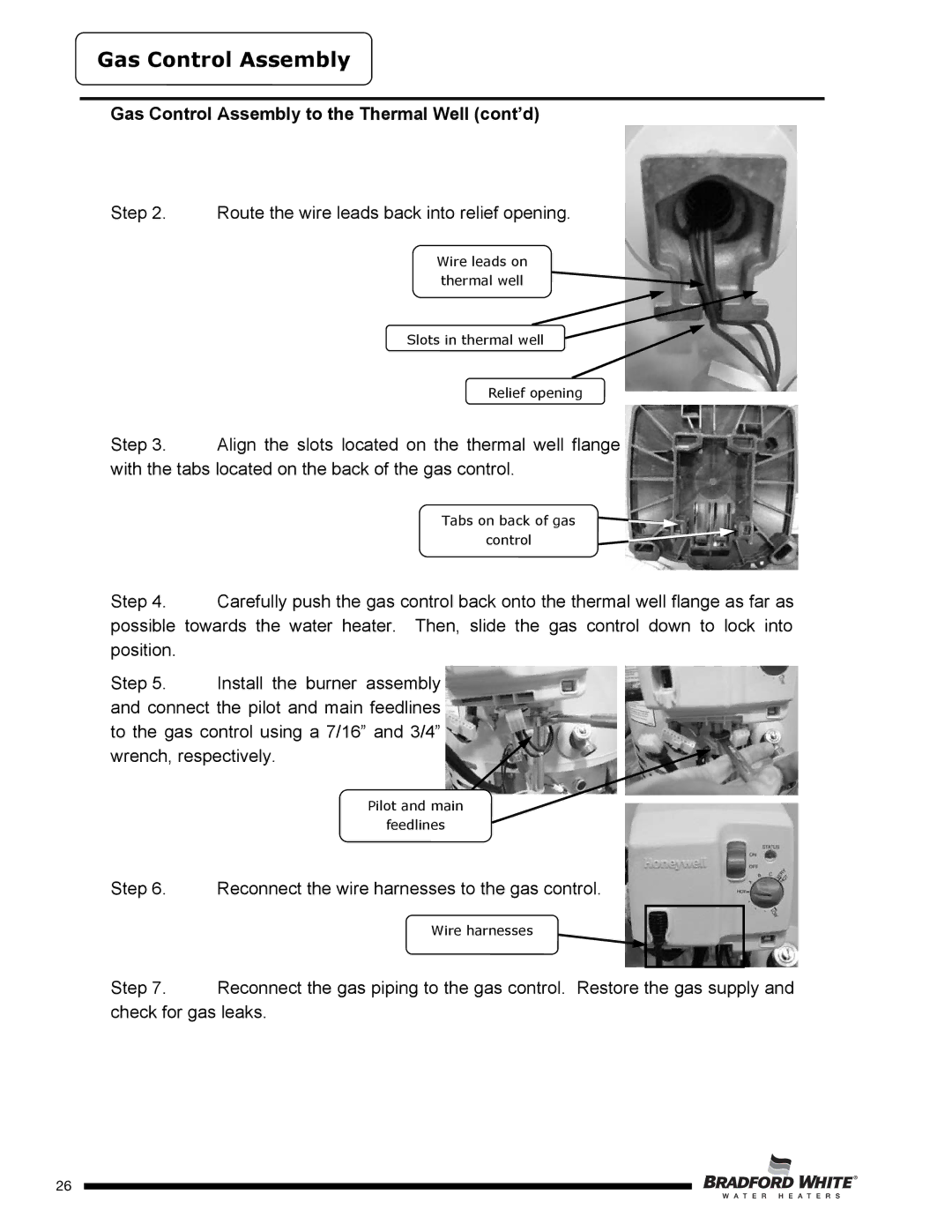 Bradford-White Corp SX), D4504S*F(BN, D4403S*F(BN service manual Gas Control Assembly to the Thermal Well cont’d 