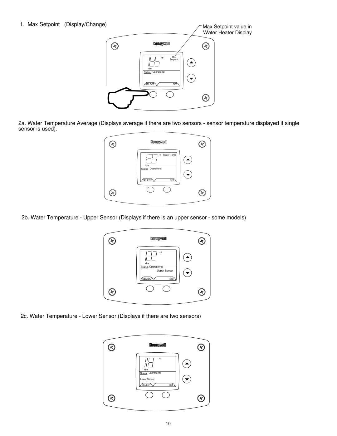 Bradford-White Corp D80T725, D65T625, PDV100S150, PDV100S250, PDV100T360, PDV80S250, PDV80T300 Max Setpoint Display/Change 